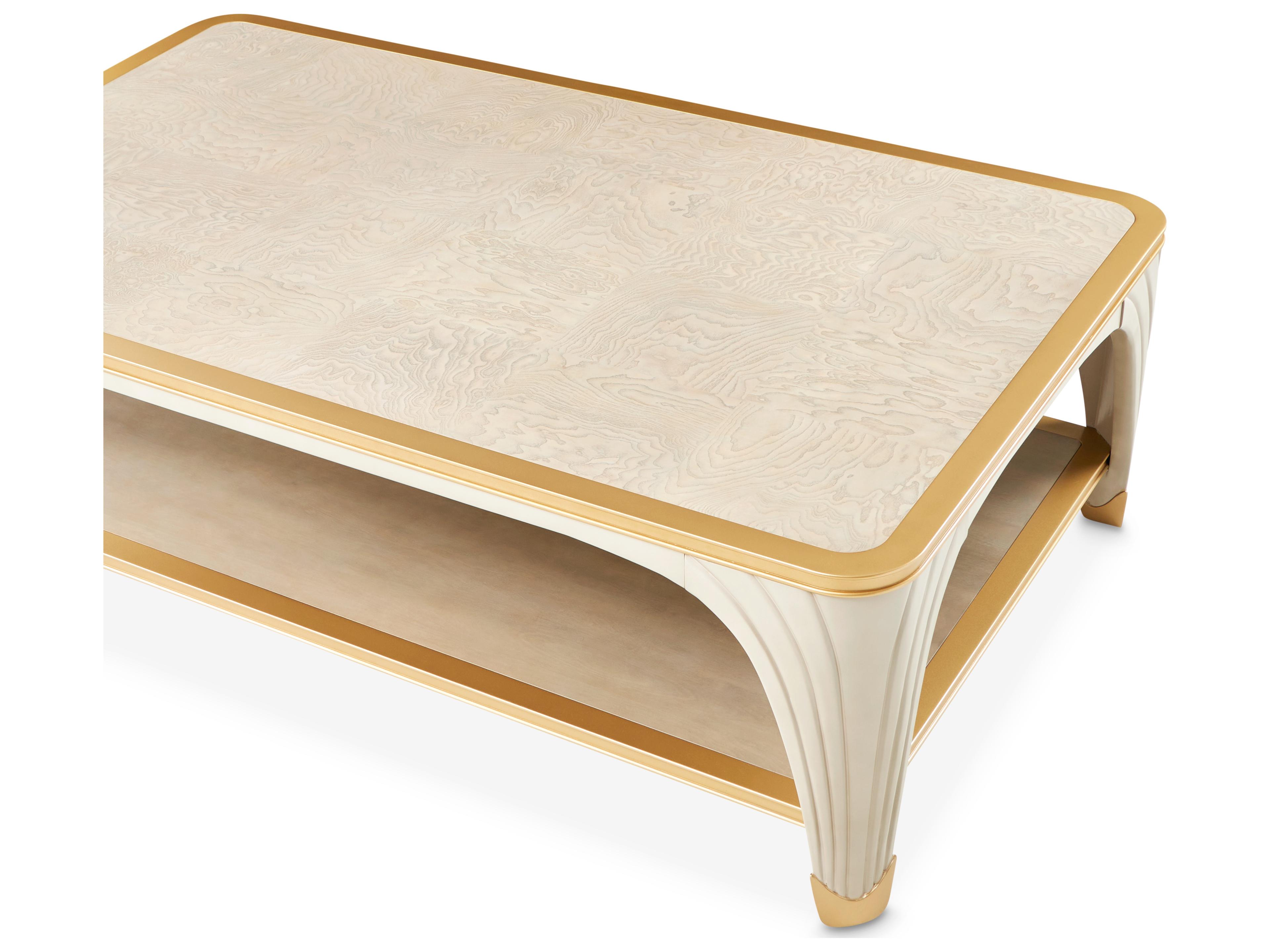 Michael Amini La Terrazza Rectangular Wood Silver Mist Coffee Table