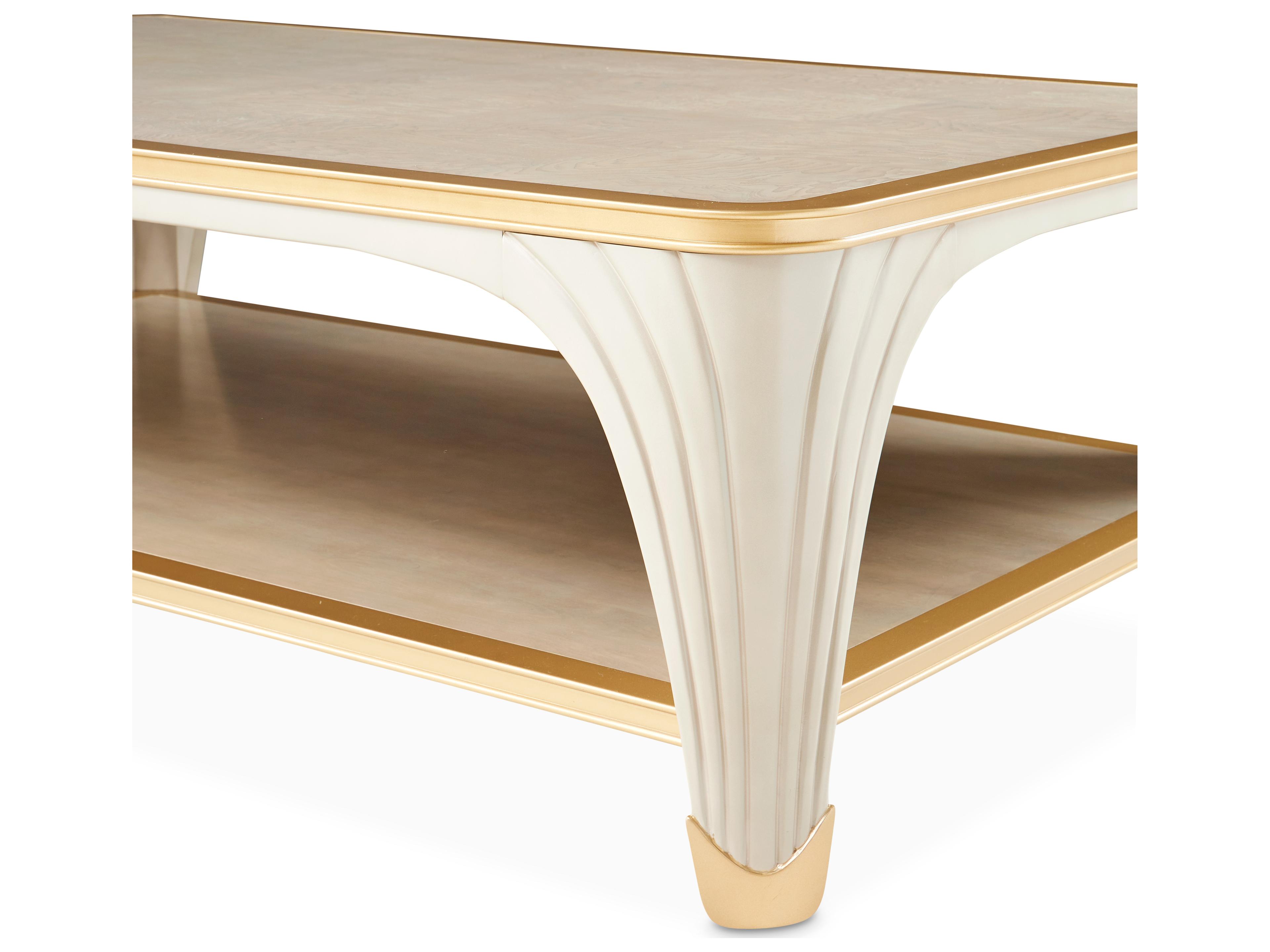 Michael Amini La Terrazza Rectangular Wood Silver Mist Coffee Table