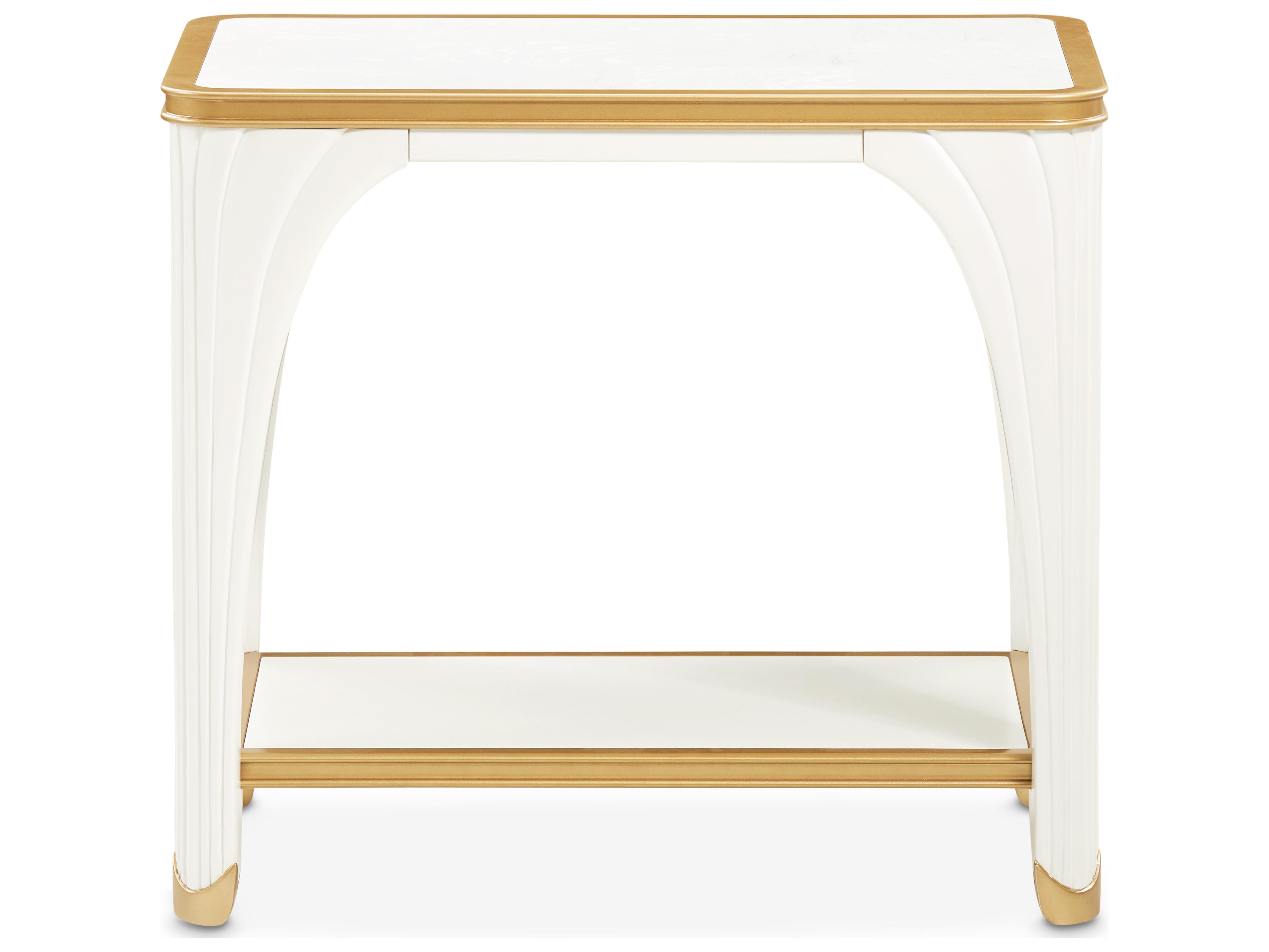 Michael Amini La Terrazza Rectangular Wood Creamy Pearl End Table
