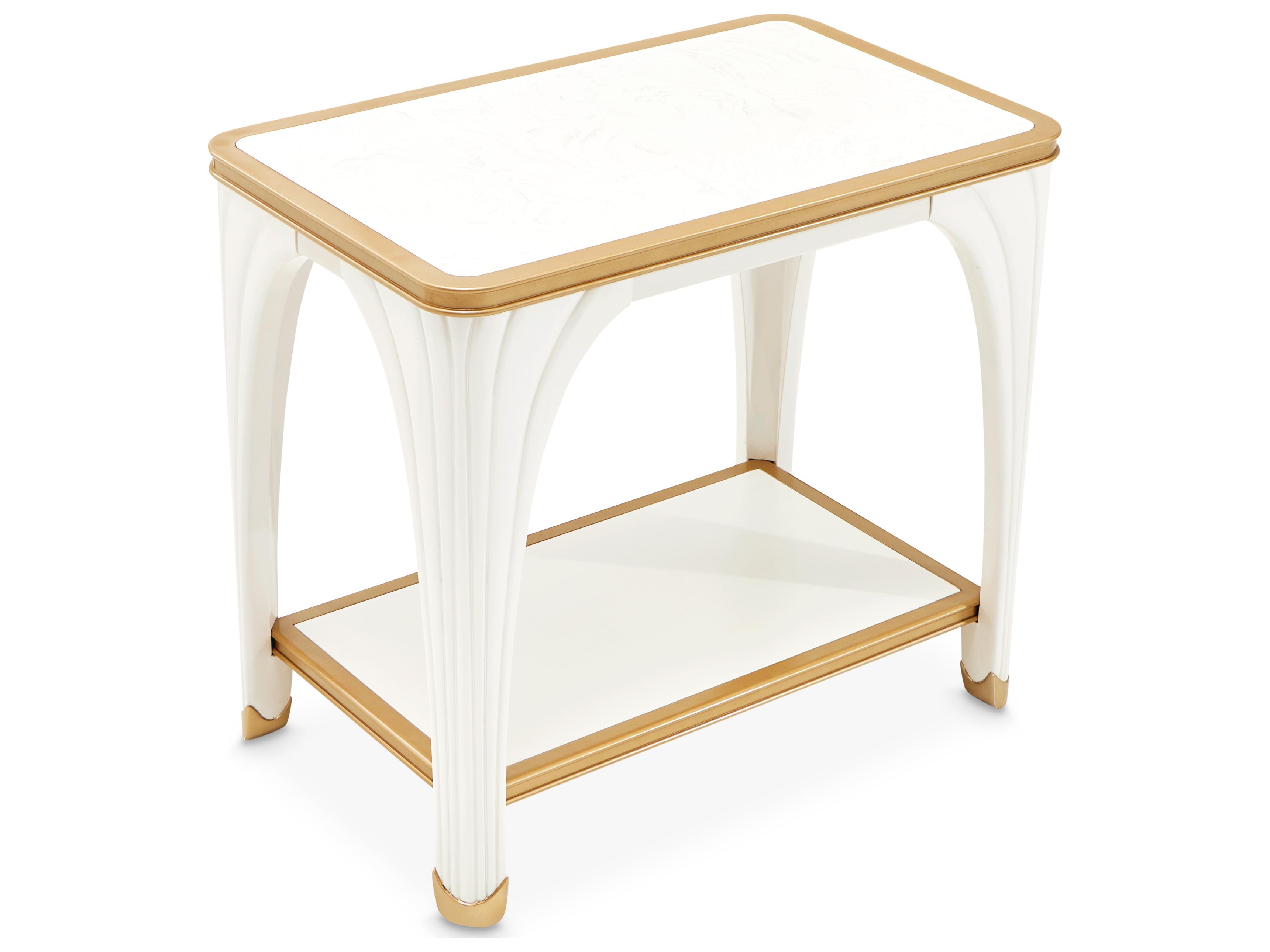 Michael Amini La Terrazza Rectangular Wood Creamy Pearl End Table