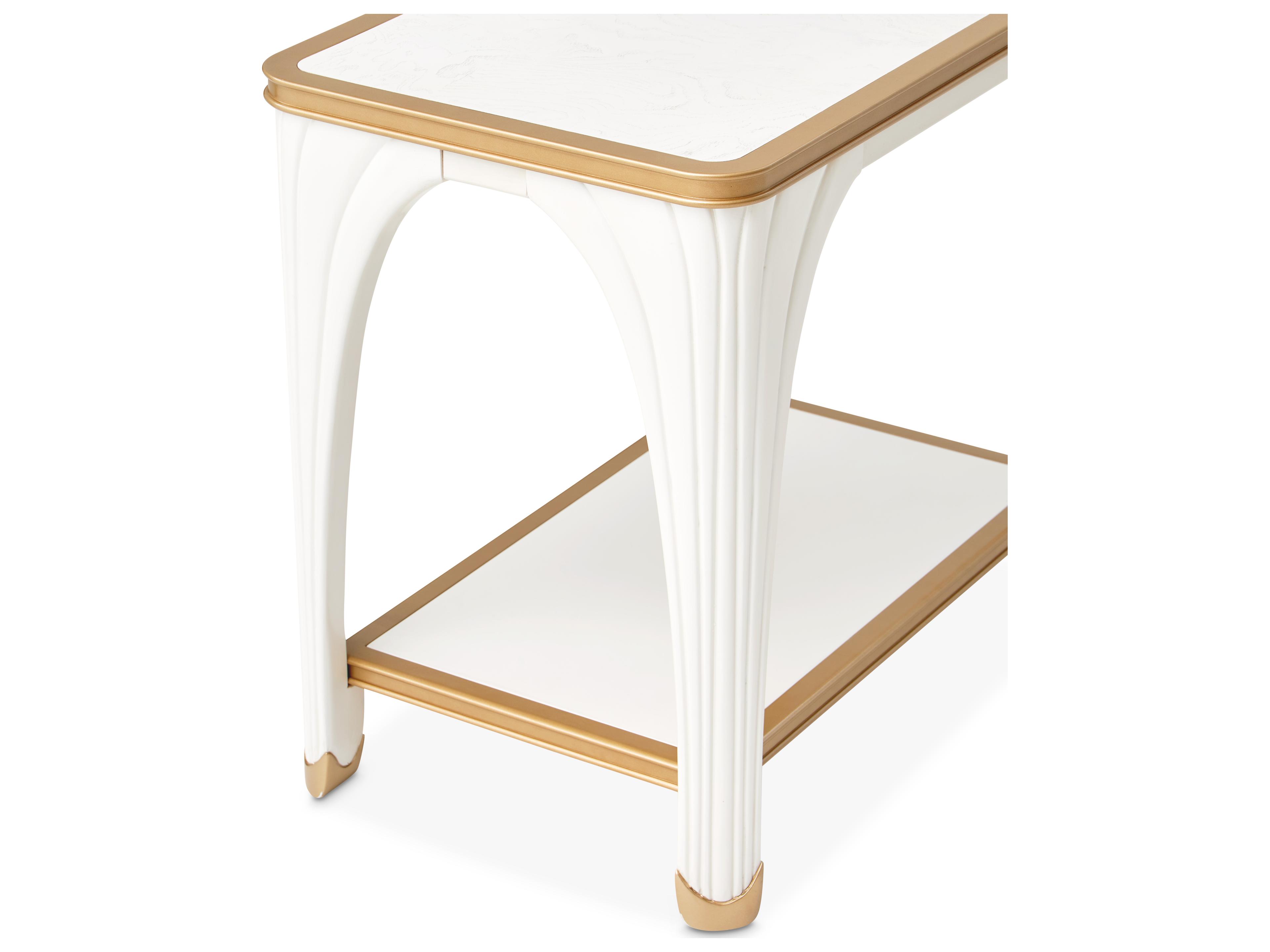 Michael Amini La Terrazza Rectangular Wood Creamy Pearl End Table