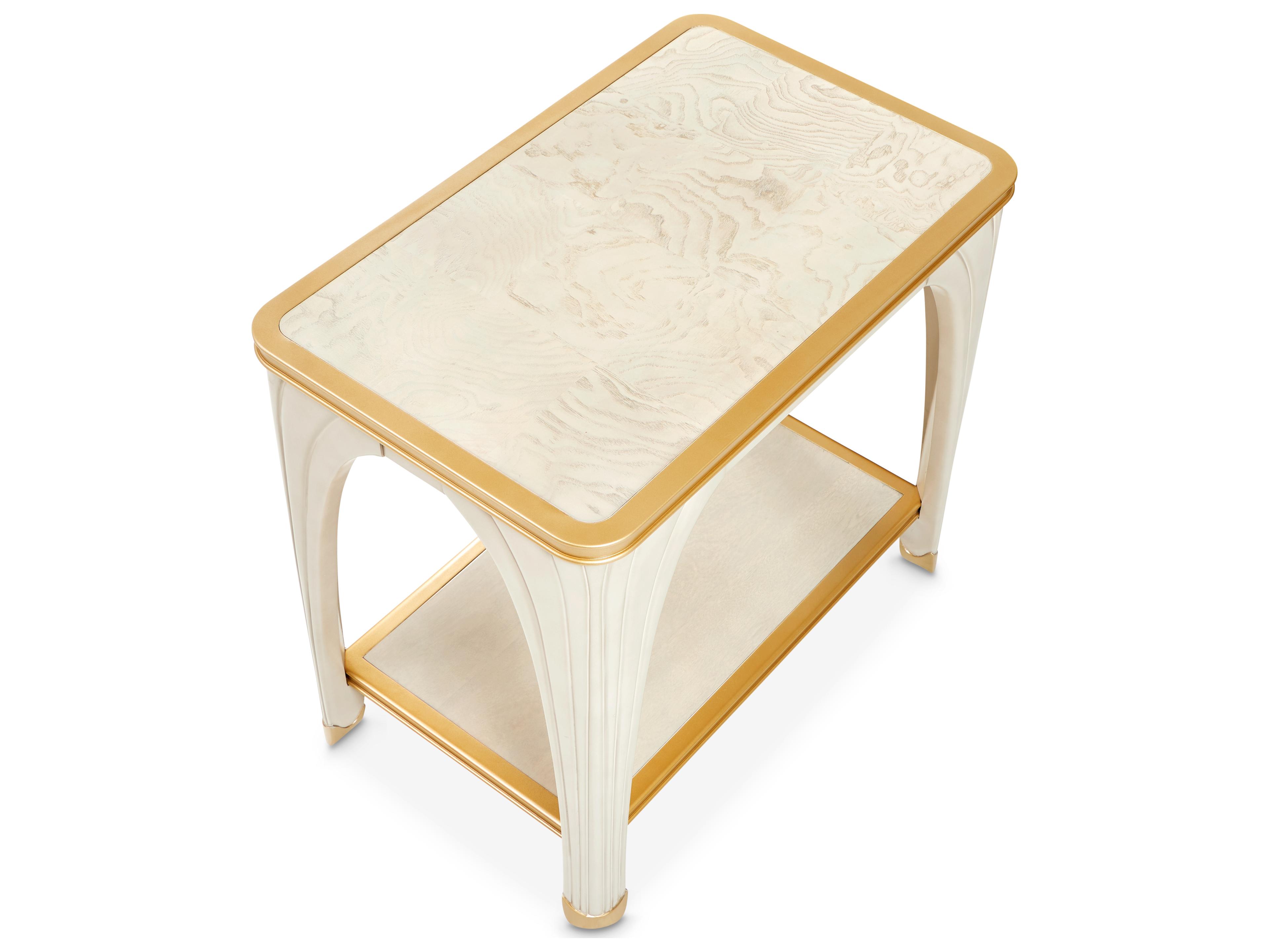 Michael Amini La Terrazza Rectangular Wood Silver Mist End Table