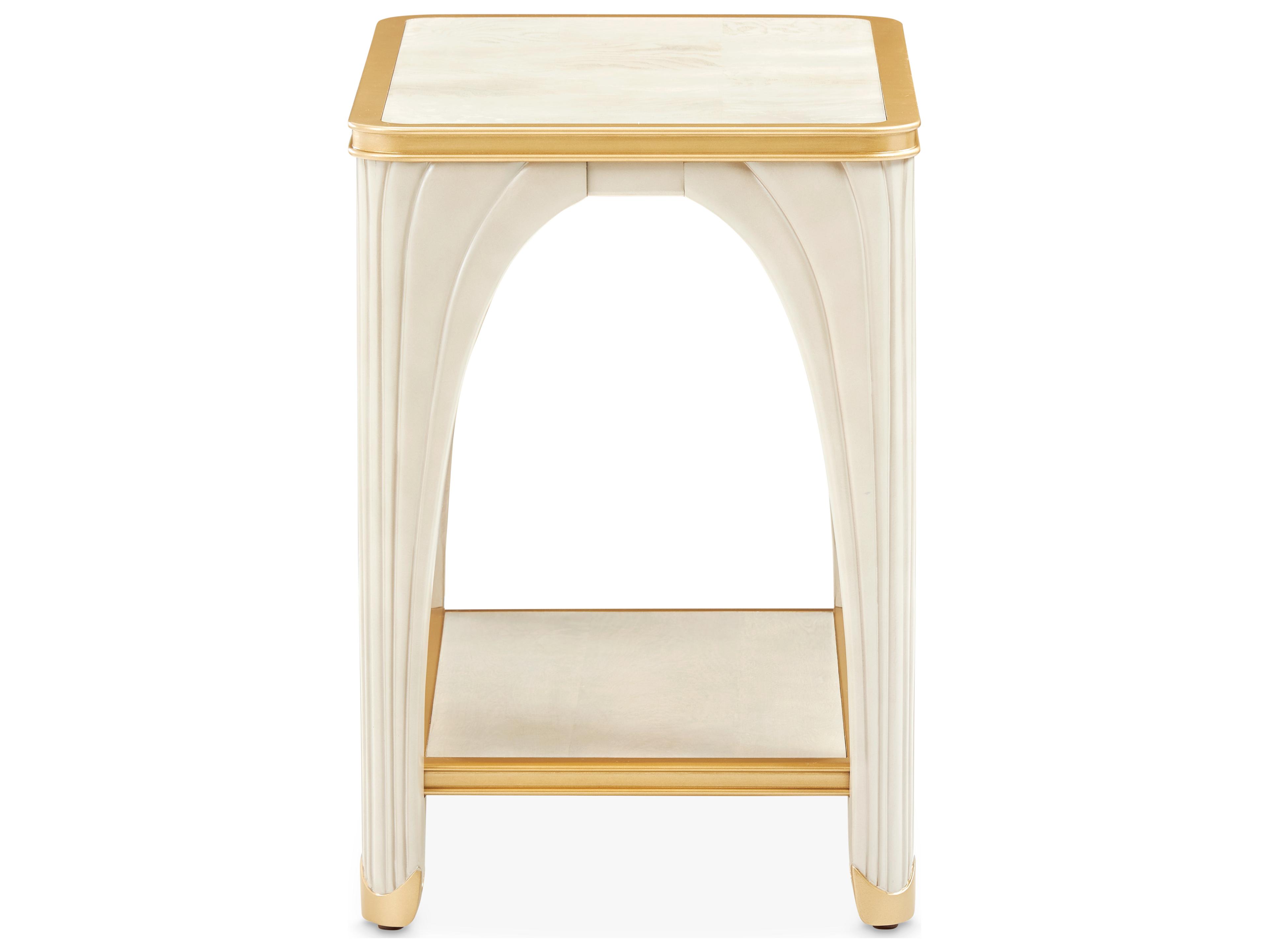 Michael Amini La Terrazza Rectangular Wood Silver Mist End Table