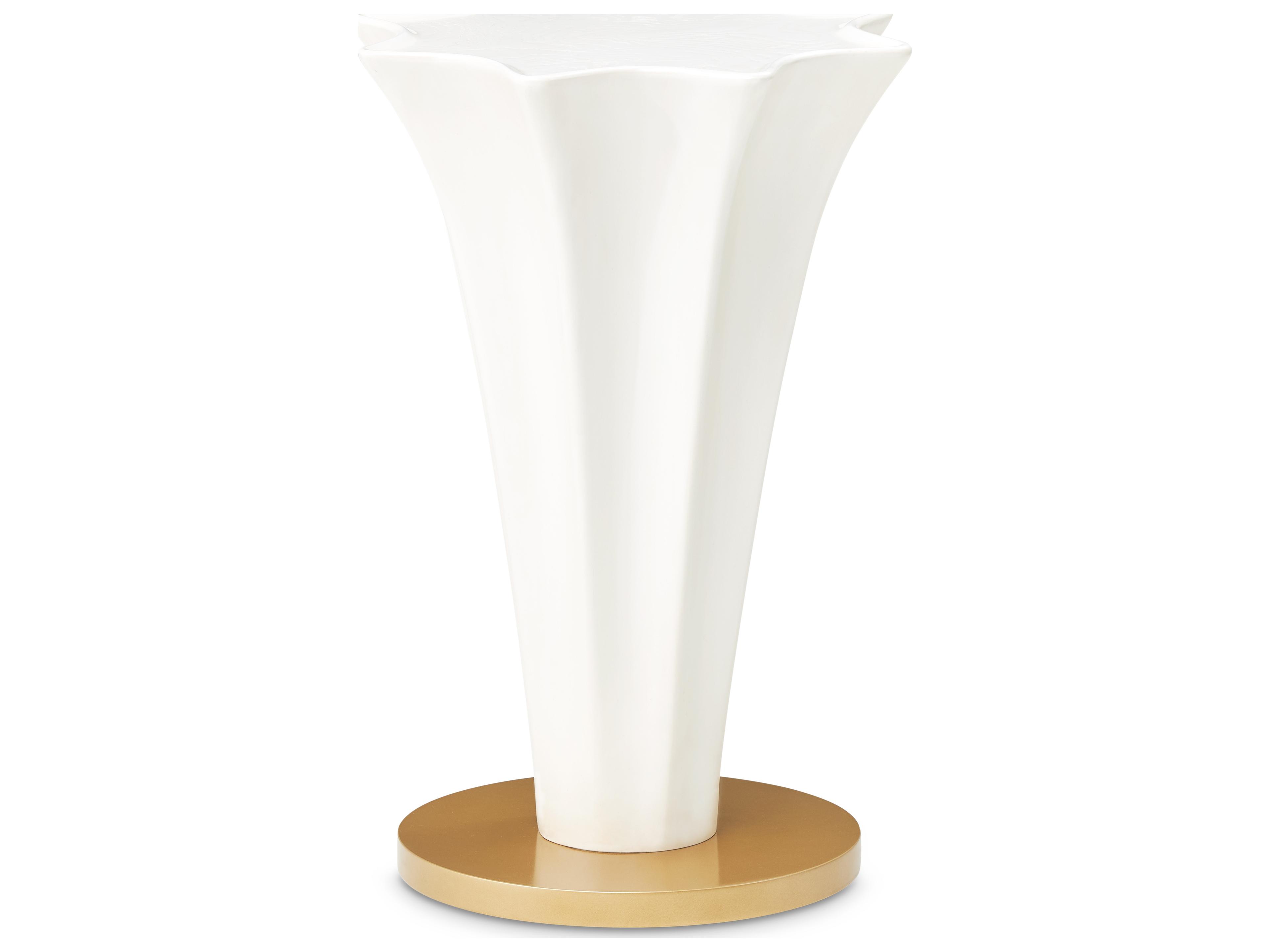 Michael Amini La Terrazza Hexagon Wood Creamy Pearl End Table