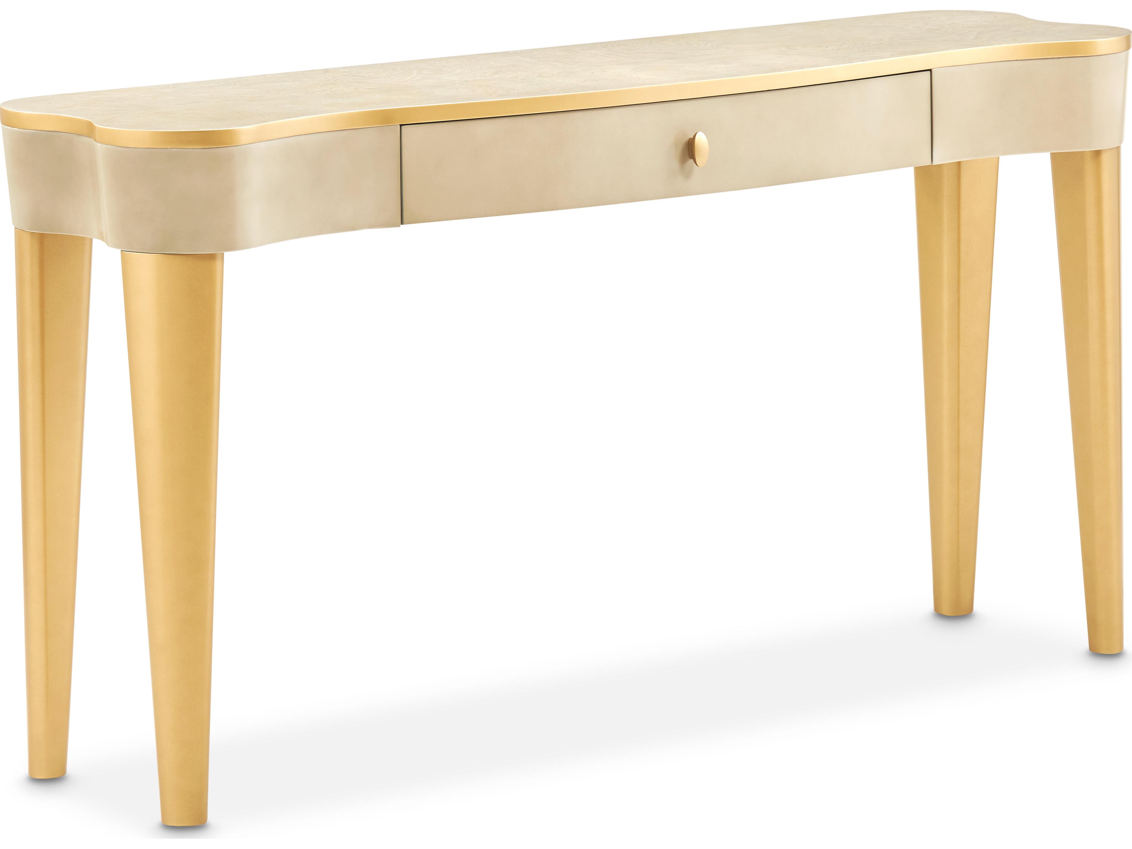 Michael Amini La Terrazza Rectangular Wood Silver Mist Console Table