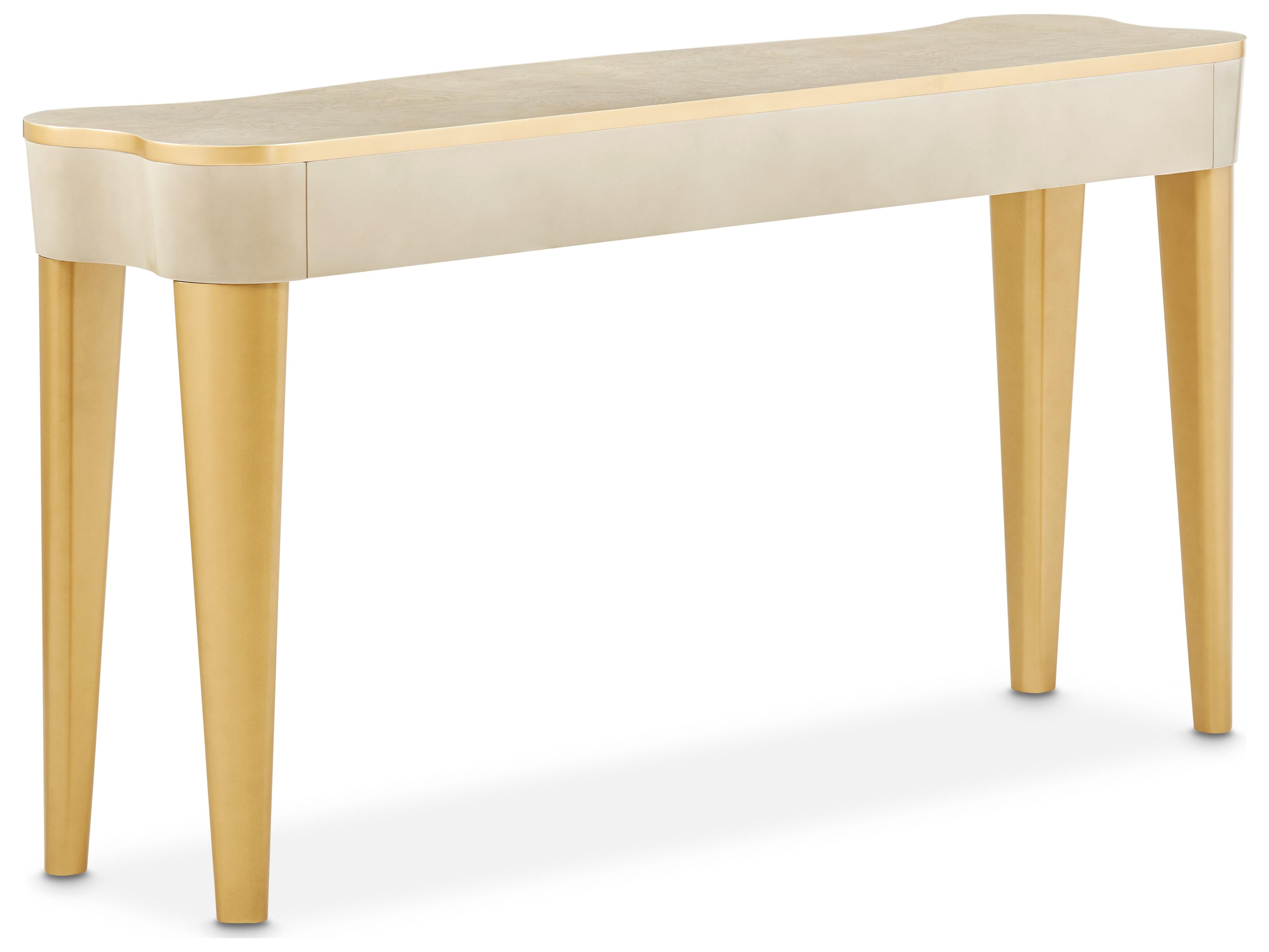 Michael Amini La Terrazza Rectangular Wood Silver Mist Console Table