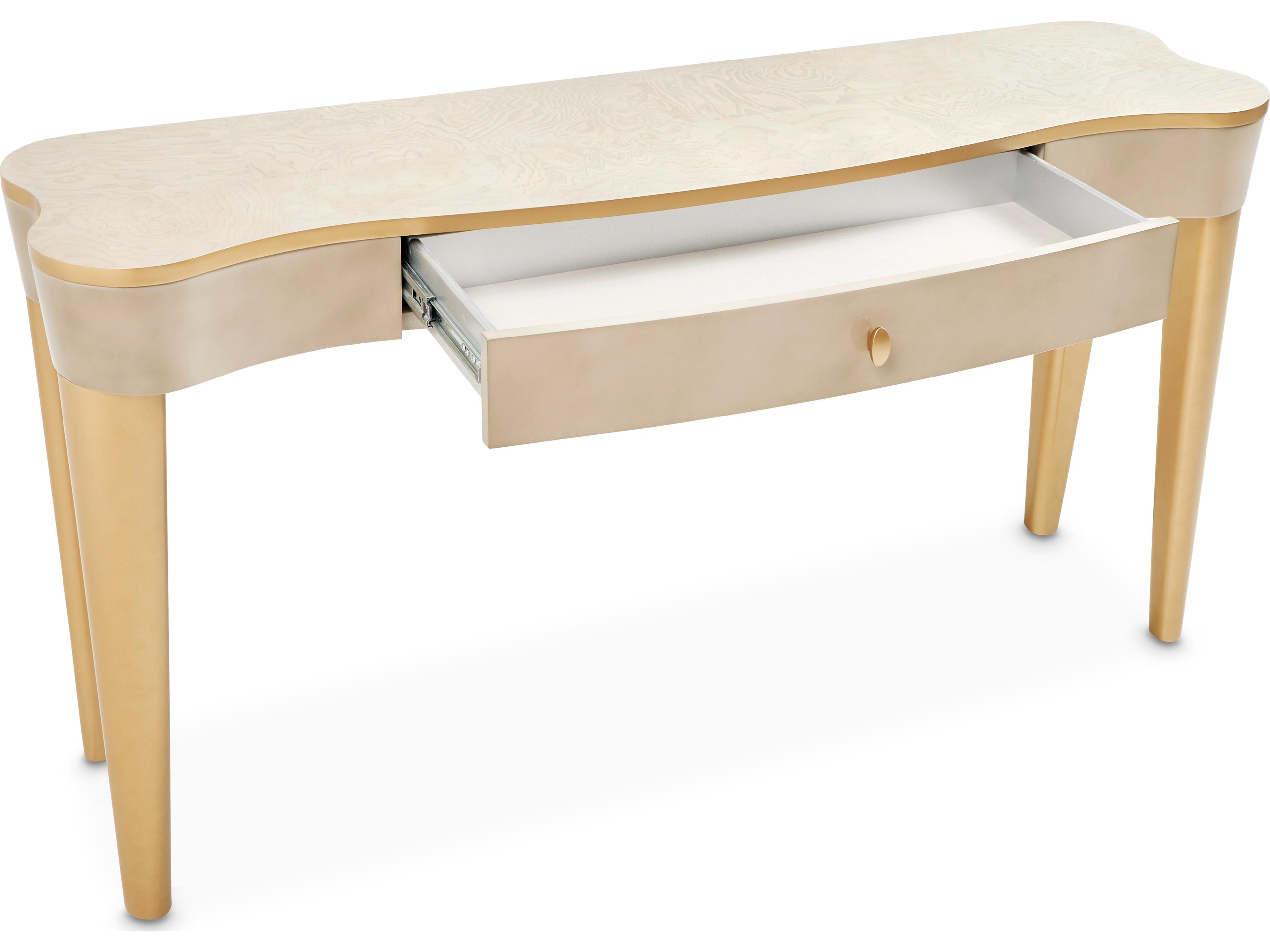 Michael Amini La Terrazza Rectangular Wood Silver Mist Console Table