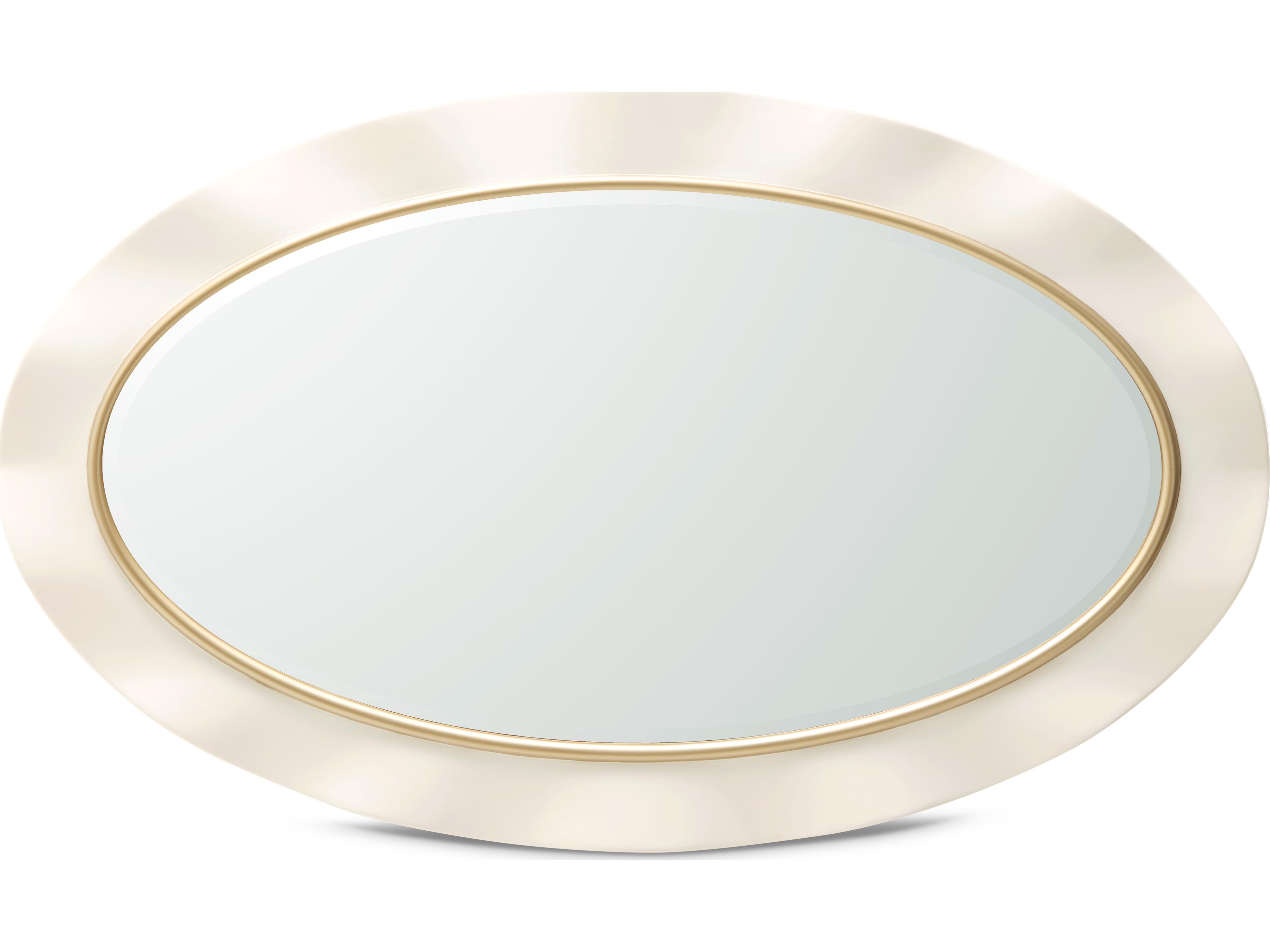 Michael Amini La Terrazza Creamy Pearl Oval Wall Mirror