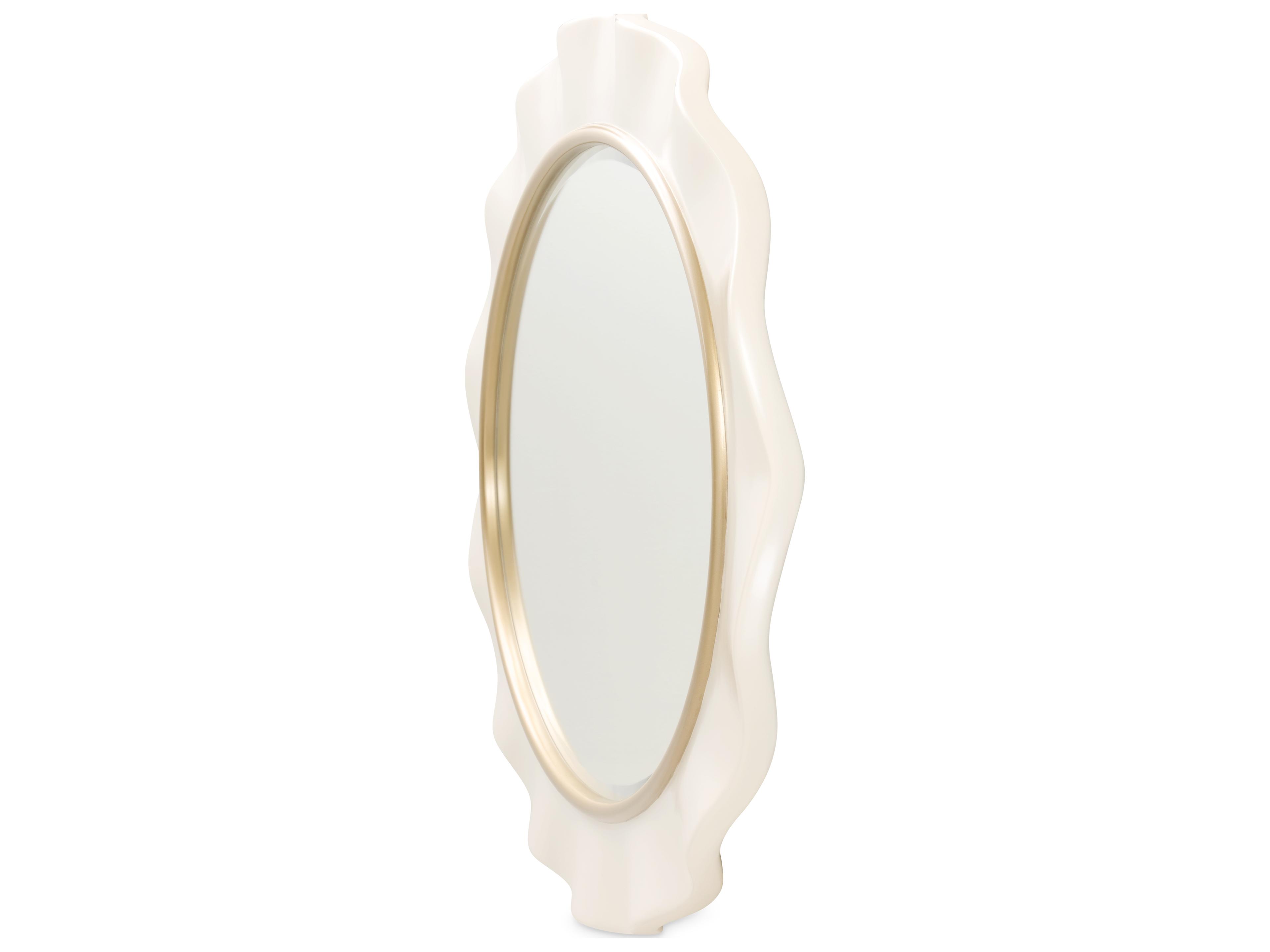 Michael Amini La Terrazza Creamy Pearl Oval Wall Mirror