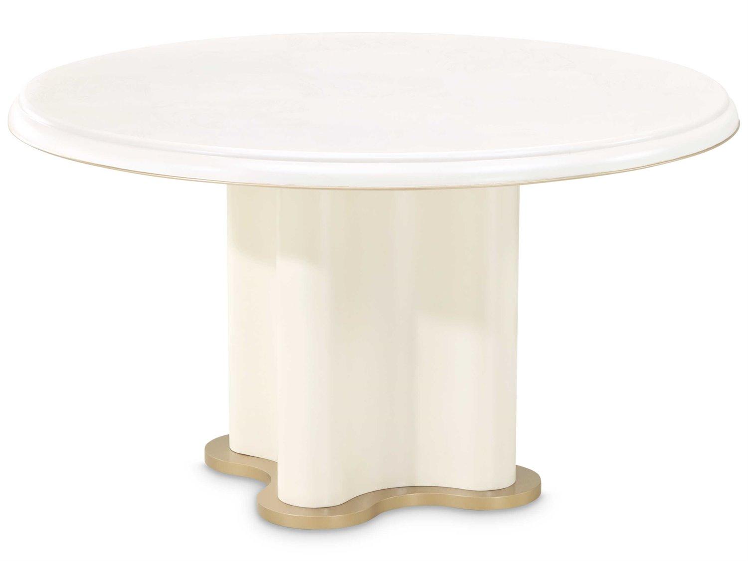 Michael Amini La Terrazza Round Wood Creamy Pearl Dining Table