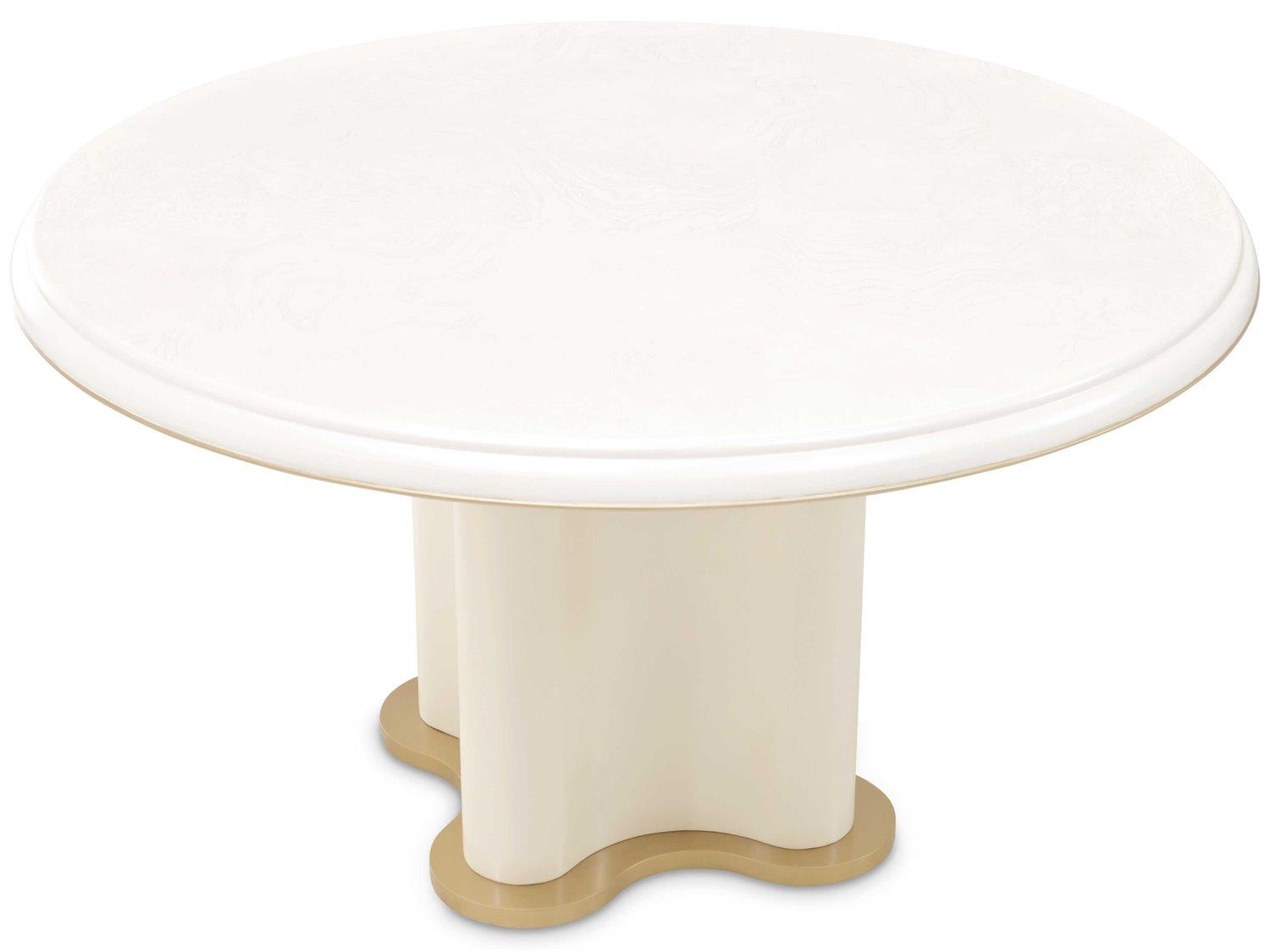 Michael Amini La Terrazza Round Wood Creamy Pearl Dining Table