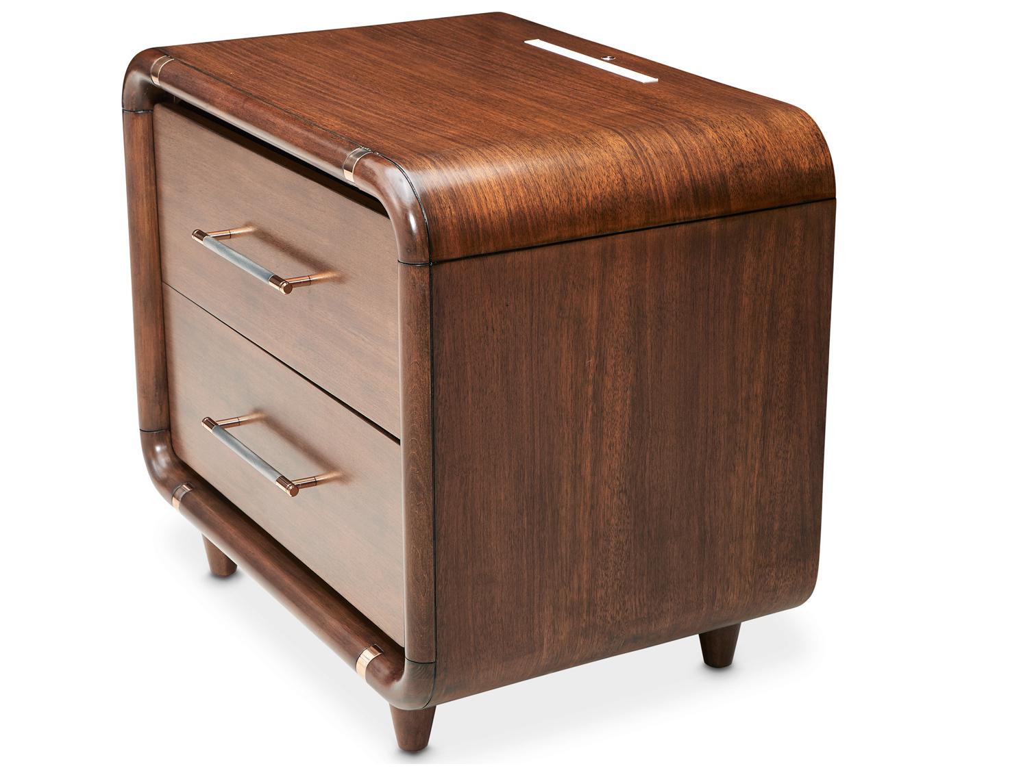 Michael Amini Mason Park 2-Drawers Brown Poplar Wood Nightstand