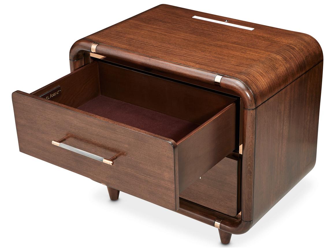 Michael Amini Mason Park 2-Drawers Brown Poplar Wood Nightstand