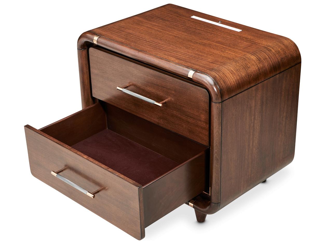 Michael Amini Mason Park 2-Drawers Brown Poplar Wood Nightstand