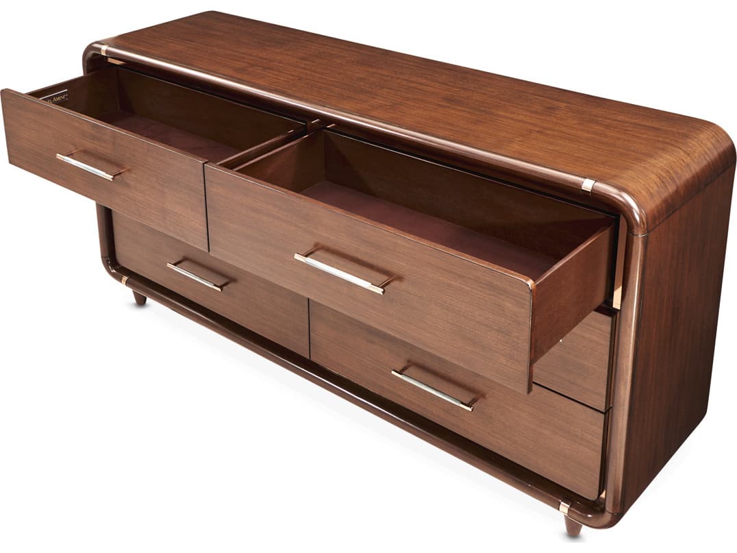 Michael Amini Mason Park 6-Drawers Brown Poplar Wood Double Dresser