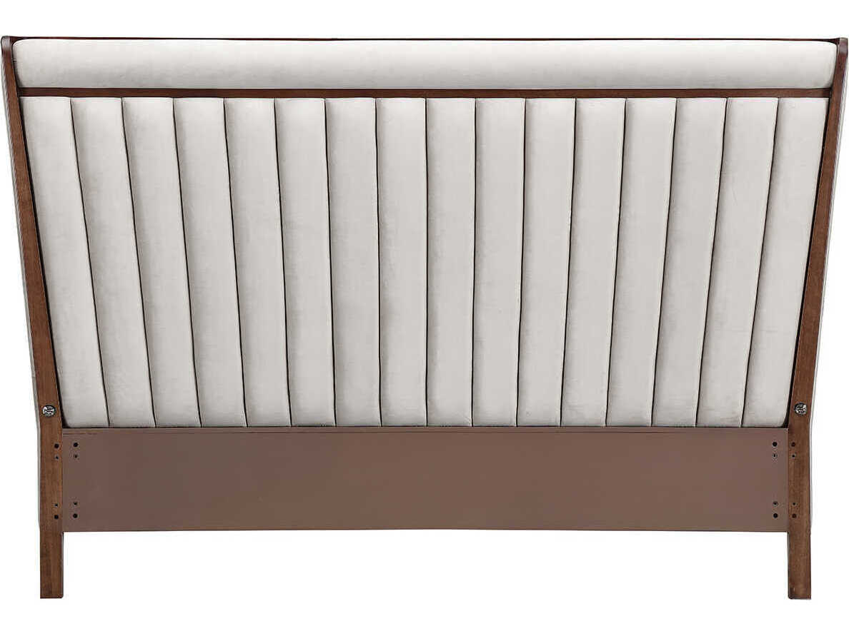 Michael Amini Houston Gray Birch Wood Upholstered King Panel Bed