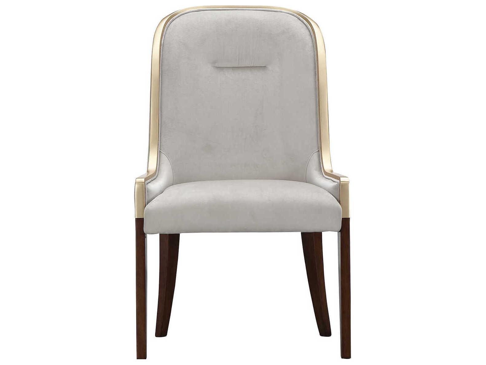 Michael Amini Houston Rubberwood Gray Velvet Upholstered Armless Dining Chair
