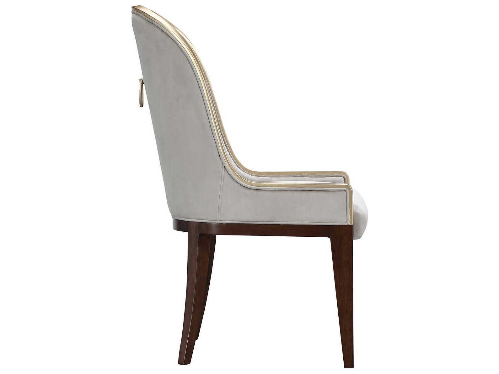 Michael Amini Houston Rubberwood Gray Velvet Upholstered Armless Dining Chair