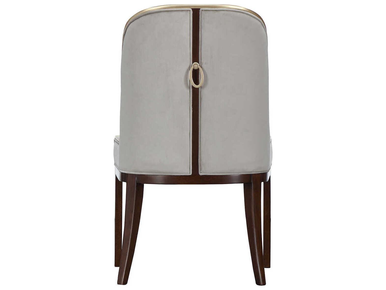 Michael Amini Houston Rubberwood Gray Velvet Upholstered Armless Dining Chair