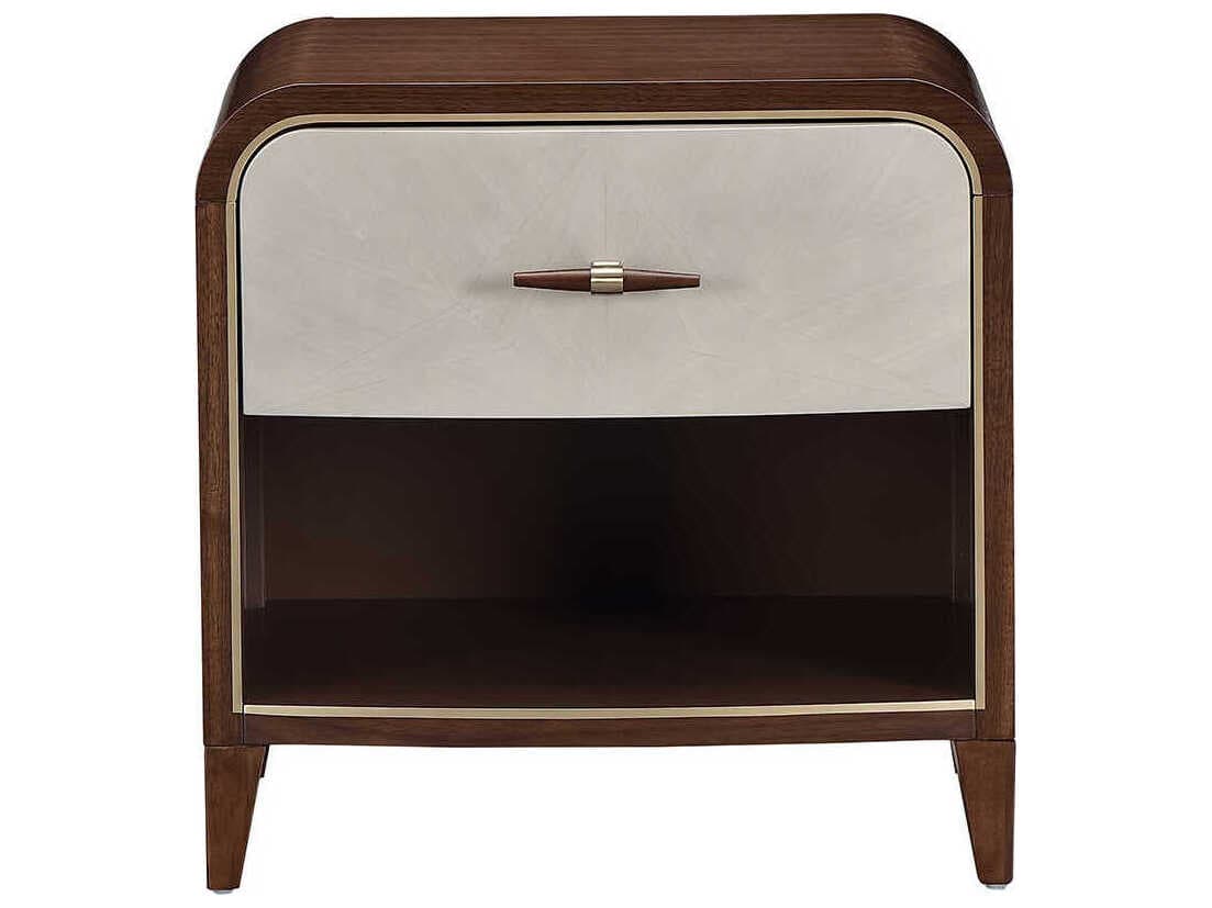 Michael Amini Houston 1-Drawer Brown Birch Wood Nightstand