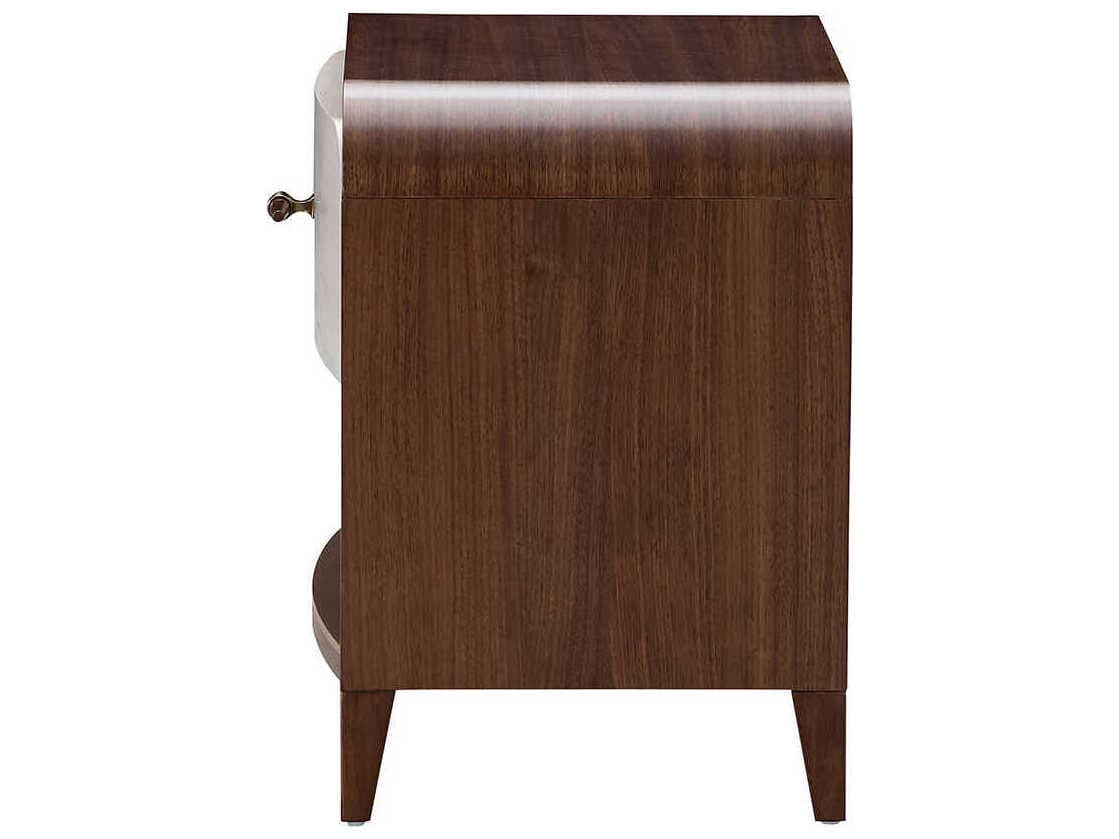 Michael Amini Houston 1-Drawer Brown Birch Wood Nightstand