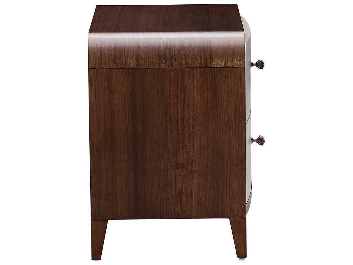 Michael Amini Houston 2-Drawers Brown Birch Wood Nightstand