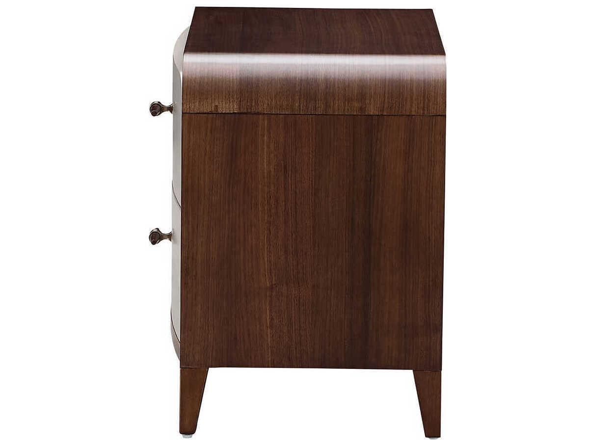 Michael Amini Houston 2-Drawers Brown Birch Wood Nightstand