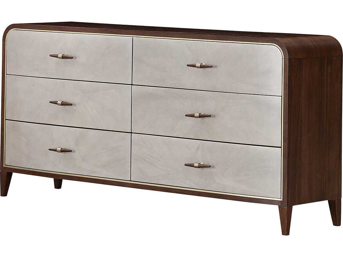 Michael Amini Houston 6-Drawers Brown Birch Wood Double Dresser