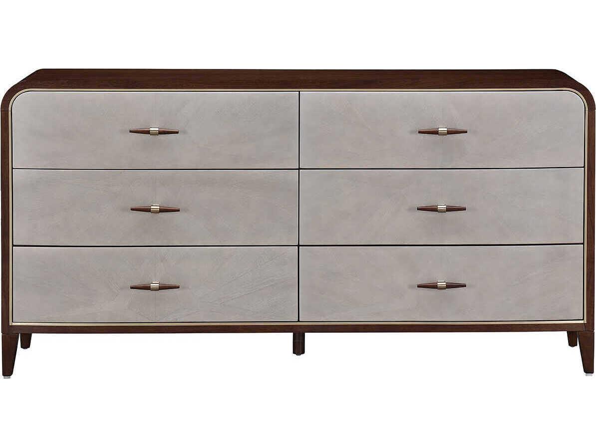 Michael Amini Houston 6-Drawers Brown Birch Wood Double Dresser