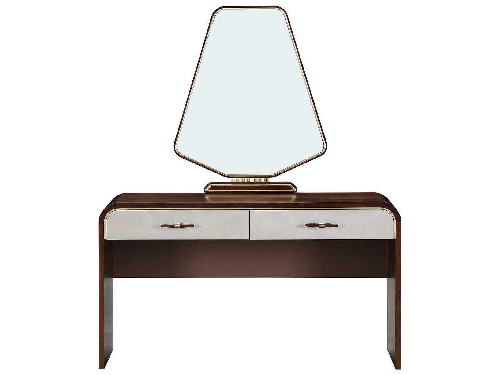 Michael Amini Houston Birch Wood Vanity Table with Mirror