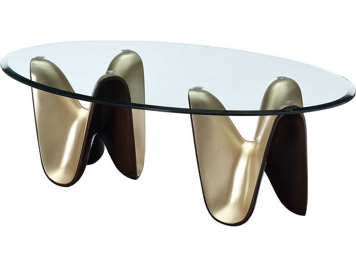 Michael Amini Houston Oval Glass Coffee Table