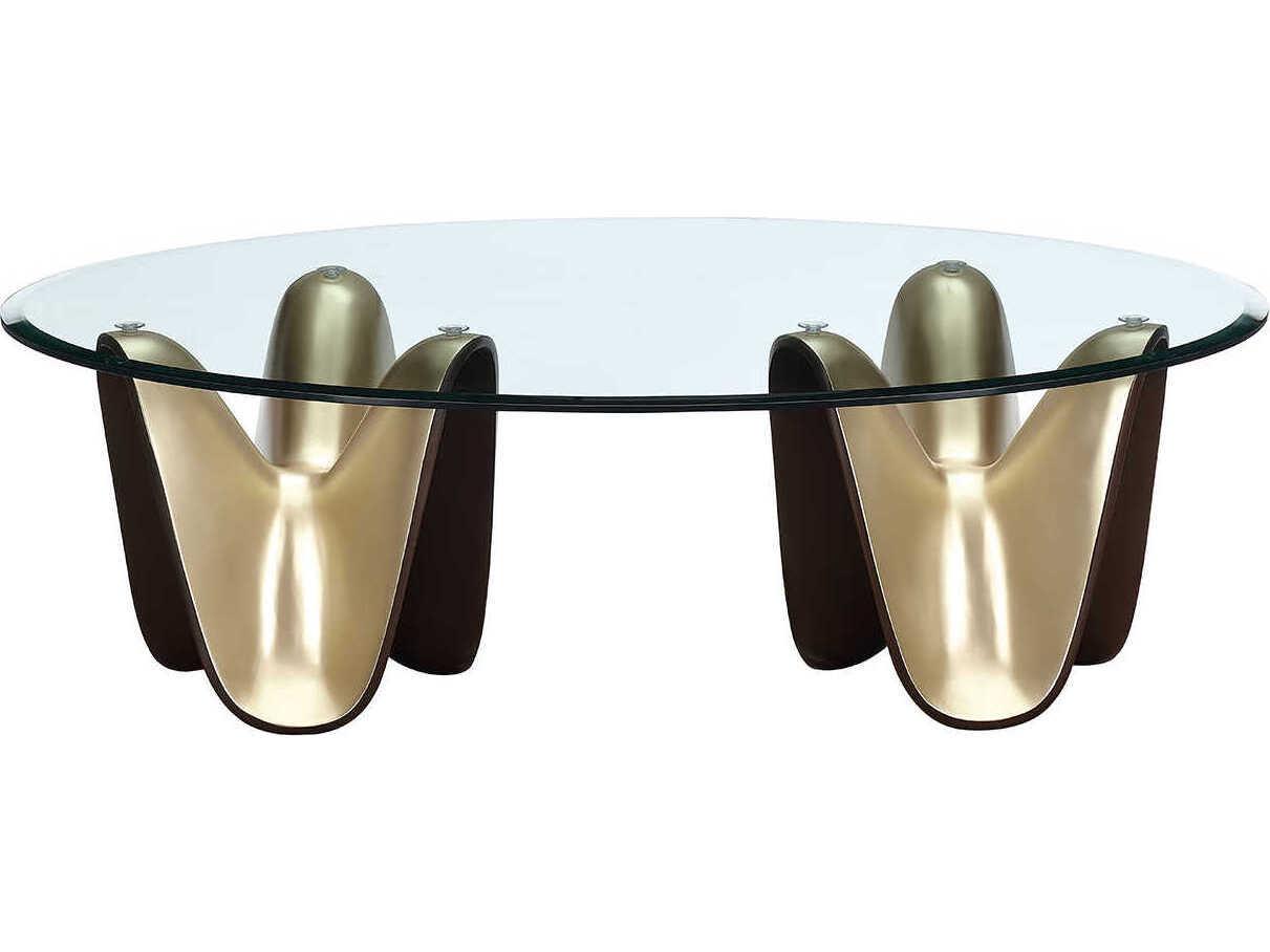 Michael Amini Houston Oval Glass Coffee Table