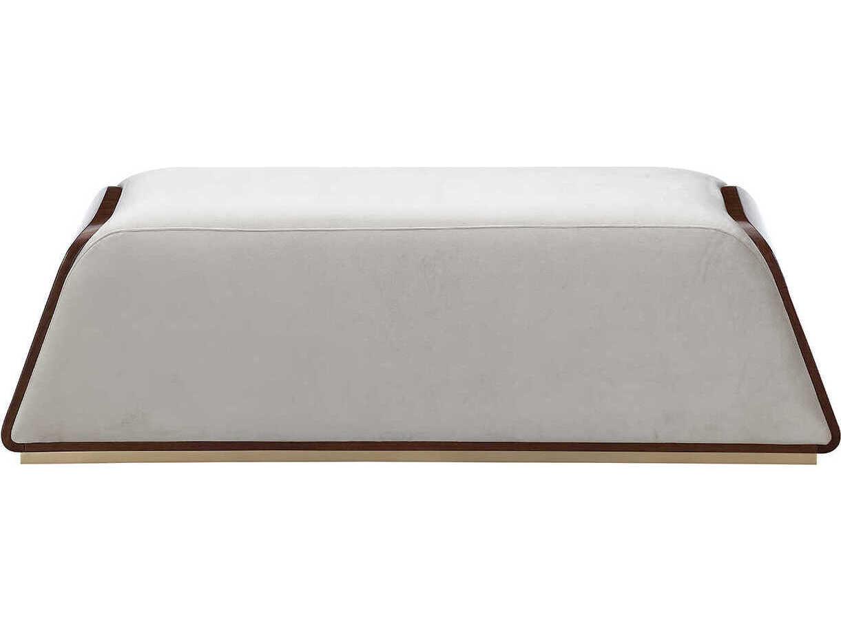 Michael Amini Houston Gray Velvet Upholstered Accent Bench