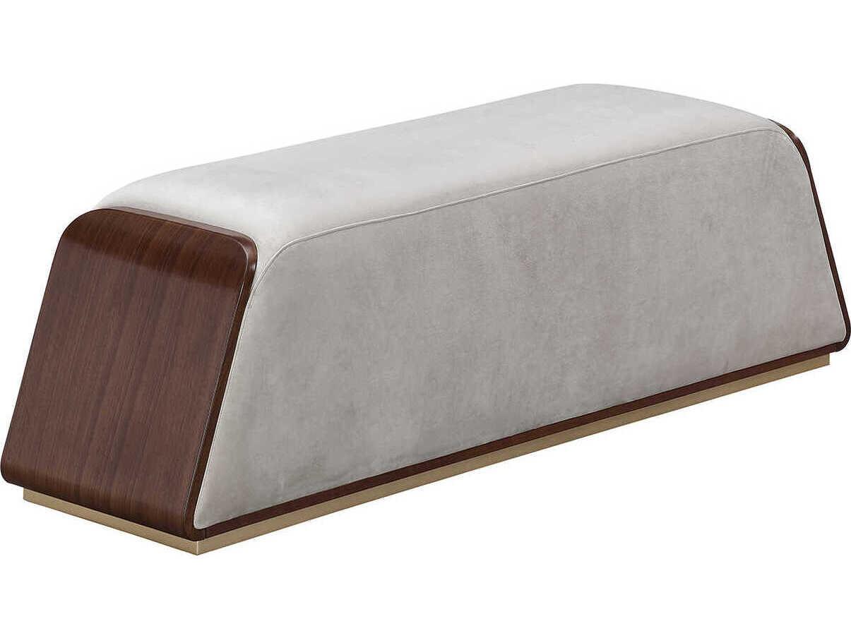 Michael Amini Houston Gray Velvet Upholstered Accent Bench
