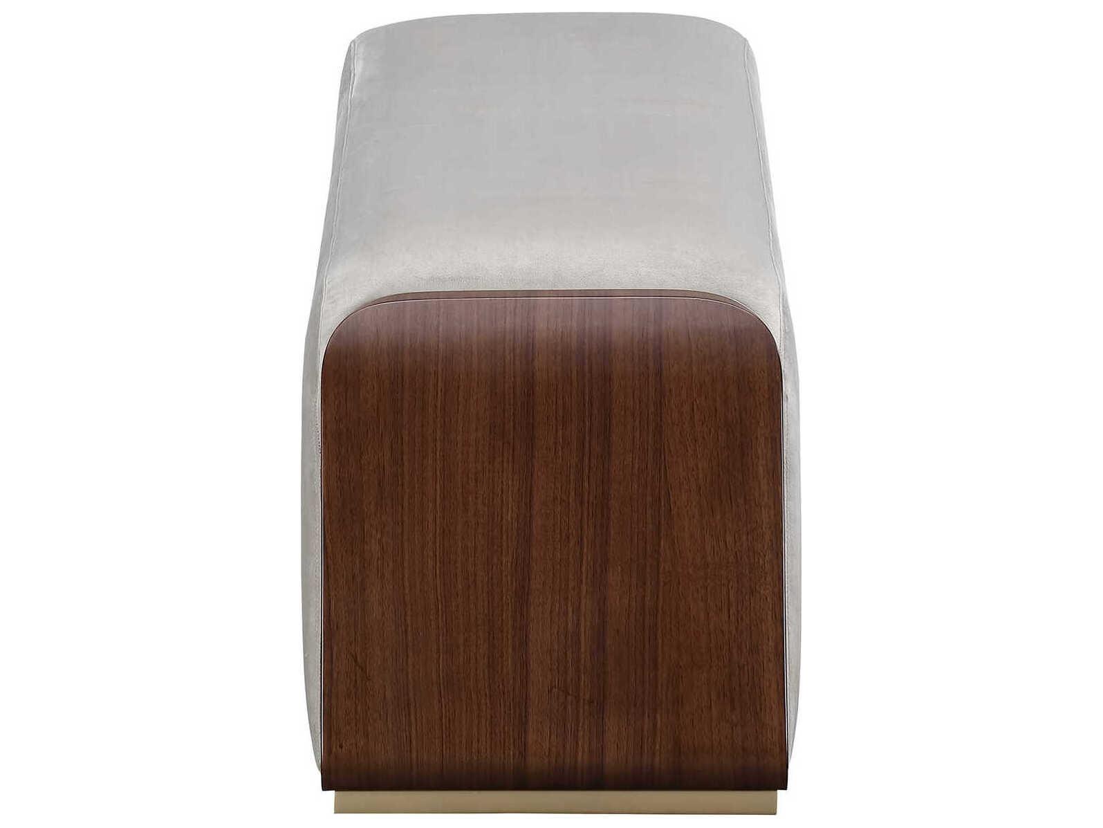 Michael Amini Houston Gray Velvet Upholstered Accent Bench