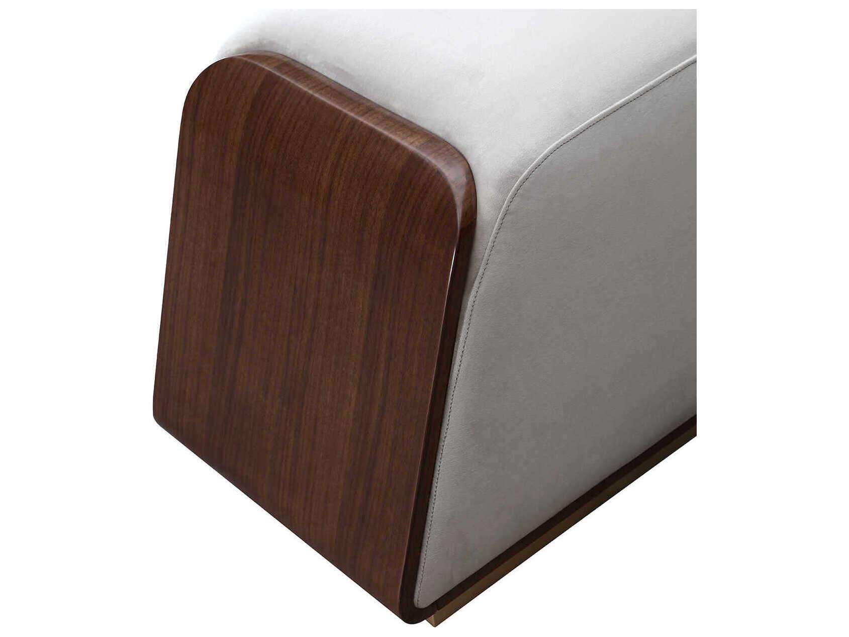 Michael Amini Houston Gray Velvet Upholstered Accent Bench