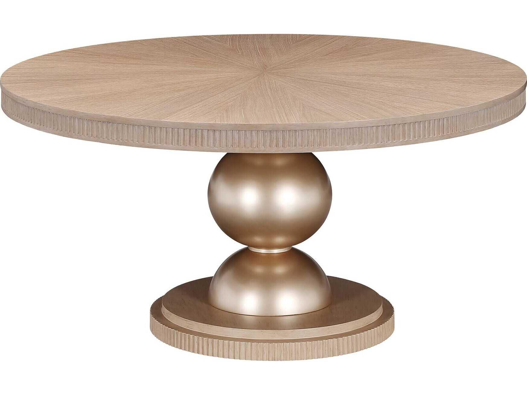 Michael Amini West Kensington Round Wood Sea Salt Caramel Dining Table