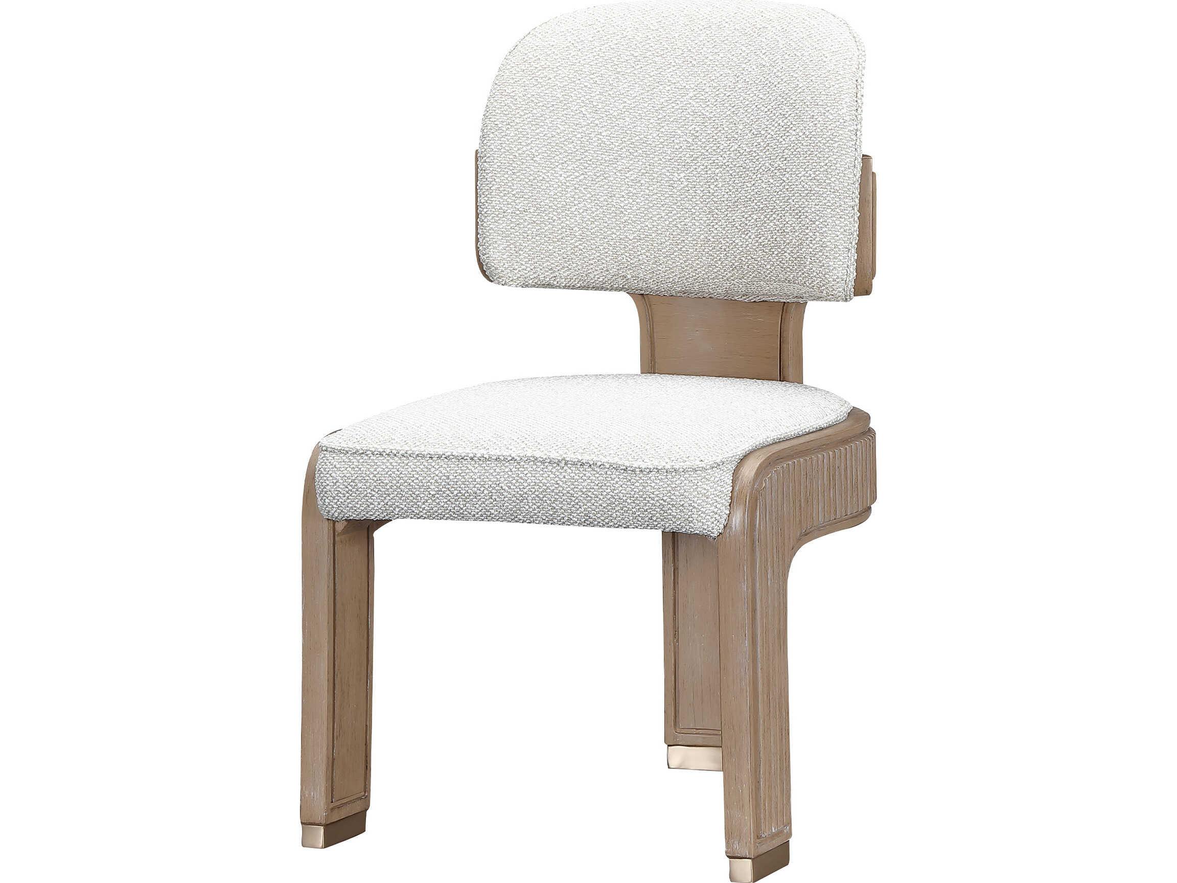 Michael Amini West Kensington Rubberwood Beige Upholstered Armless Dining Chair Set of 2