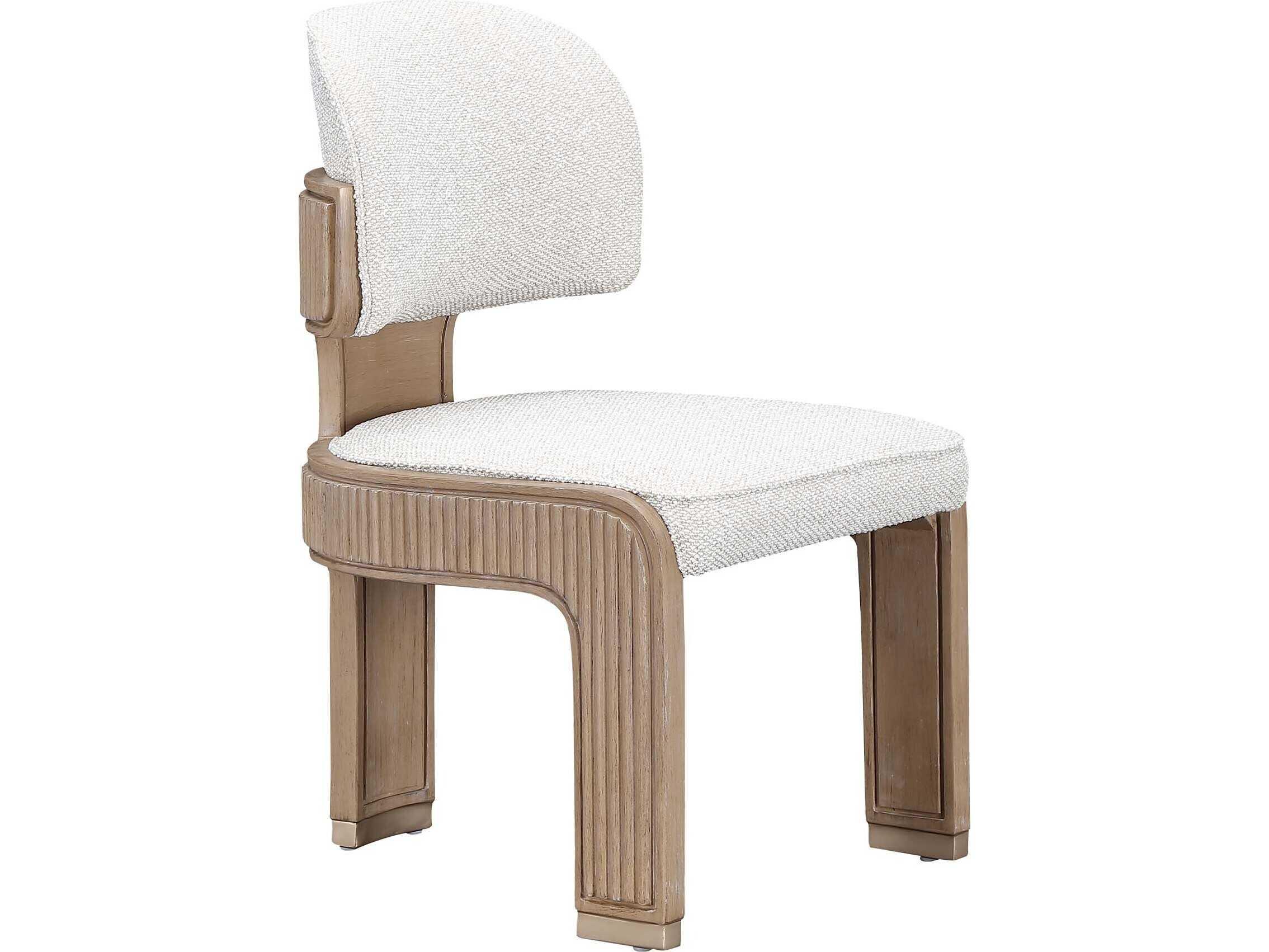 Michael Amini West Kensington Rubberwood Beige Upholstered Armless Dining Chair Set of 2