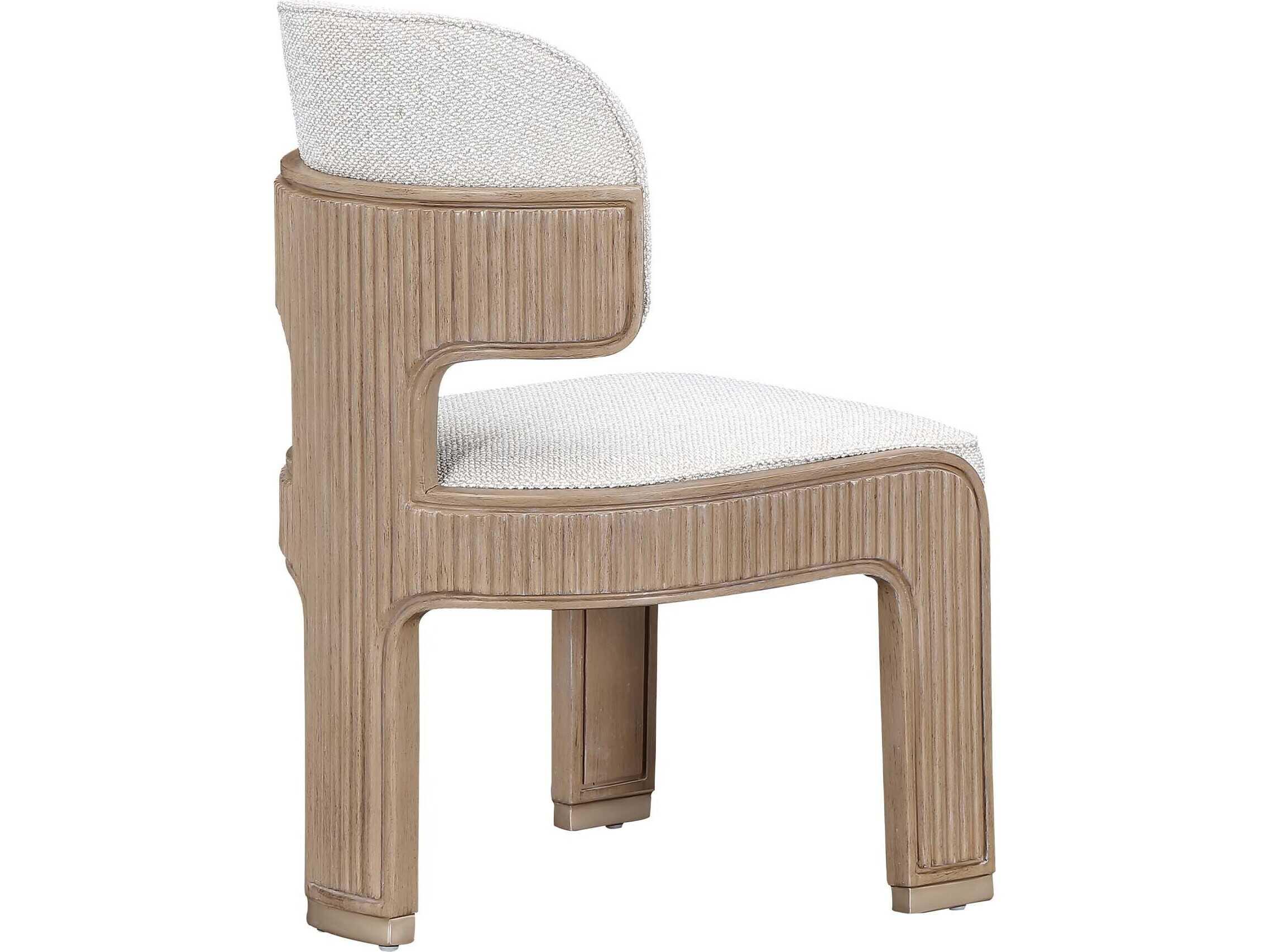 Michael Amini West Kensington Rubberwood Beige Upholstered Armless Dining Chair Set of 2