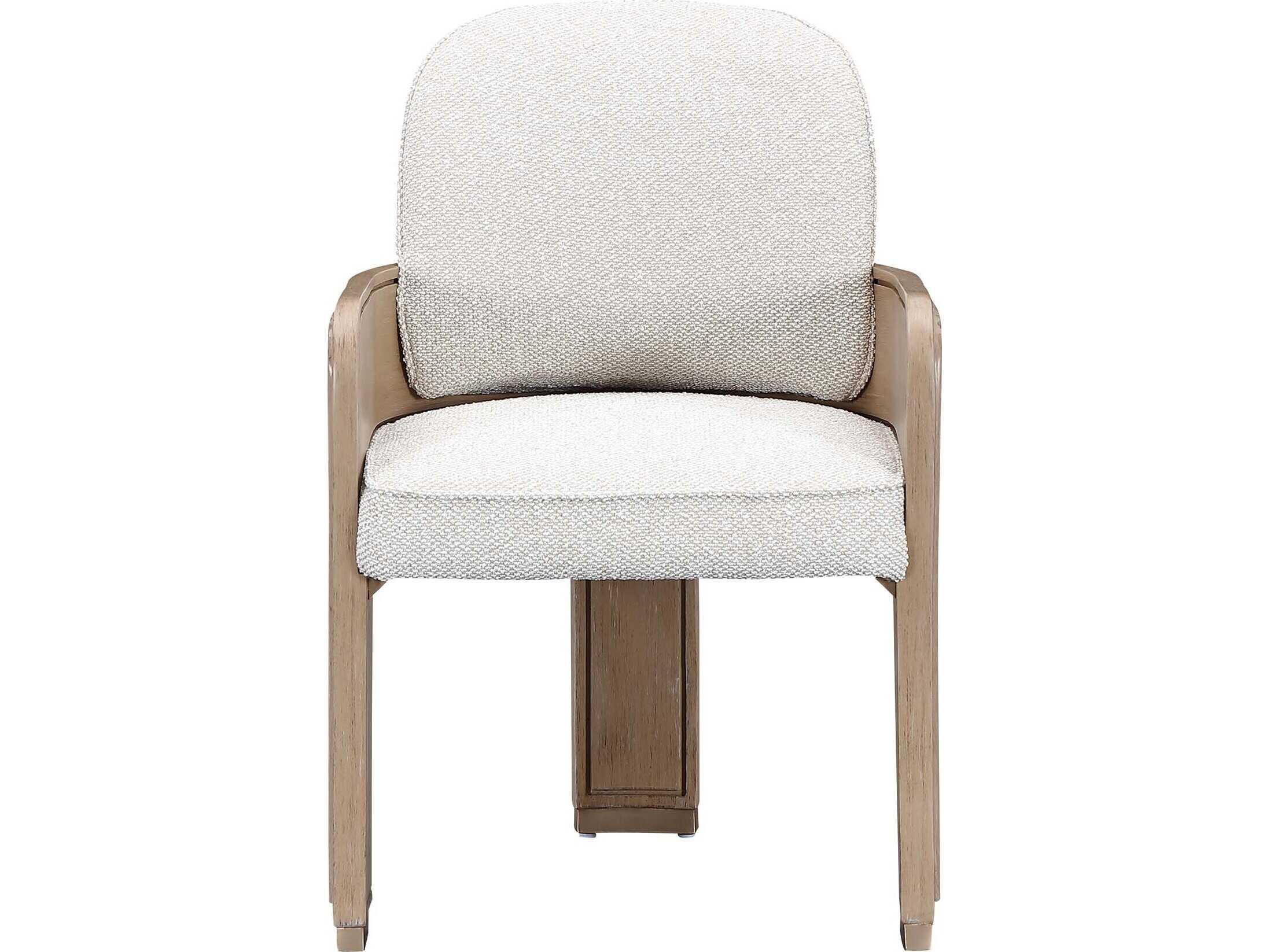 Michael Amini West Kensington Rubberwood Beige Upholstered Arm Dining Chair
