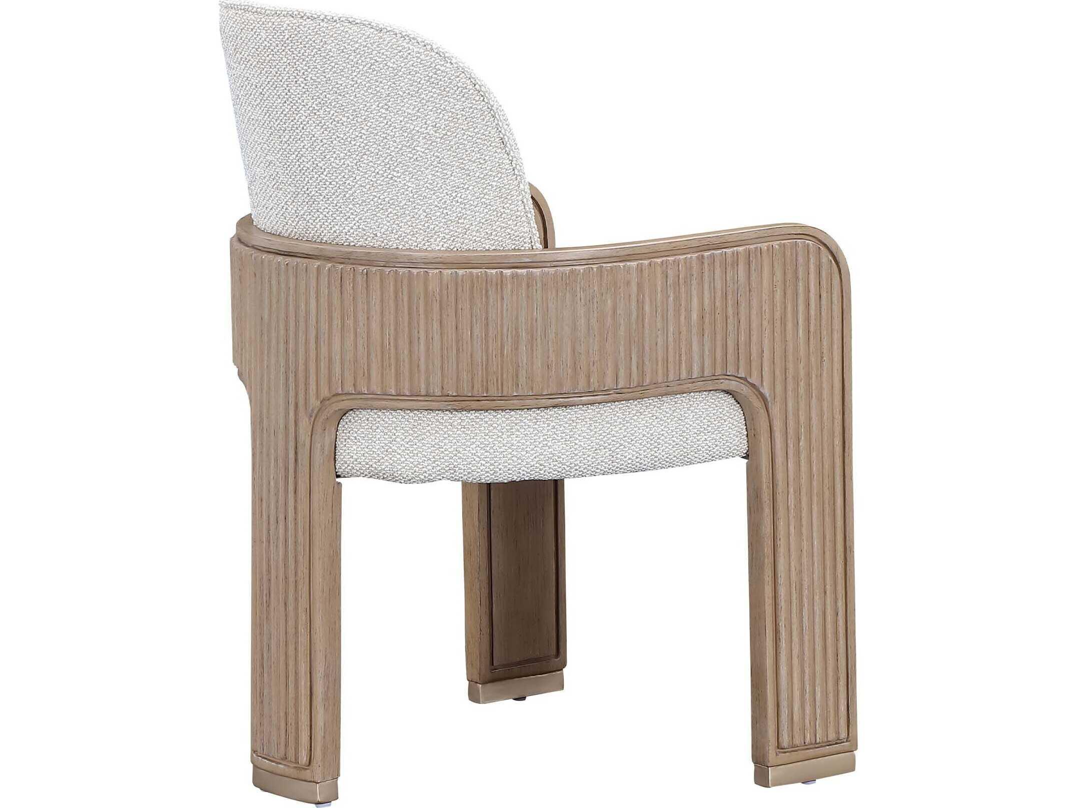 Michael Amini West Kensington Rubberwood Beige Upholstered Arm Dining Chair