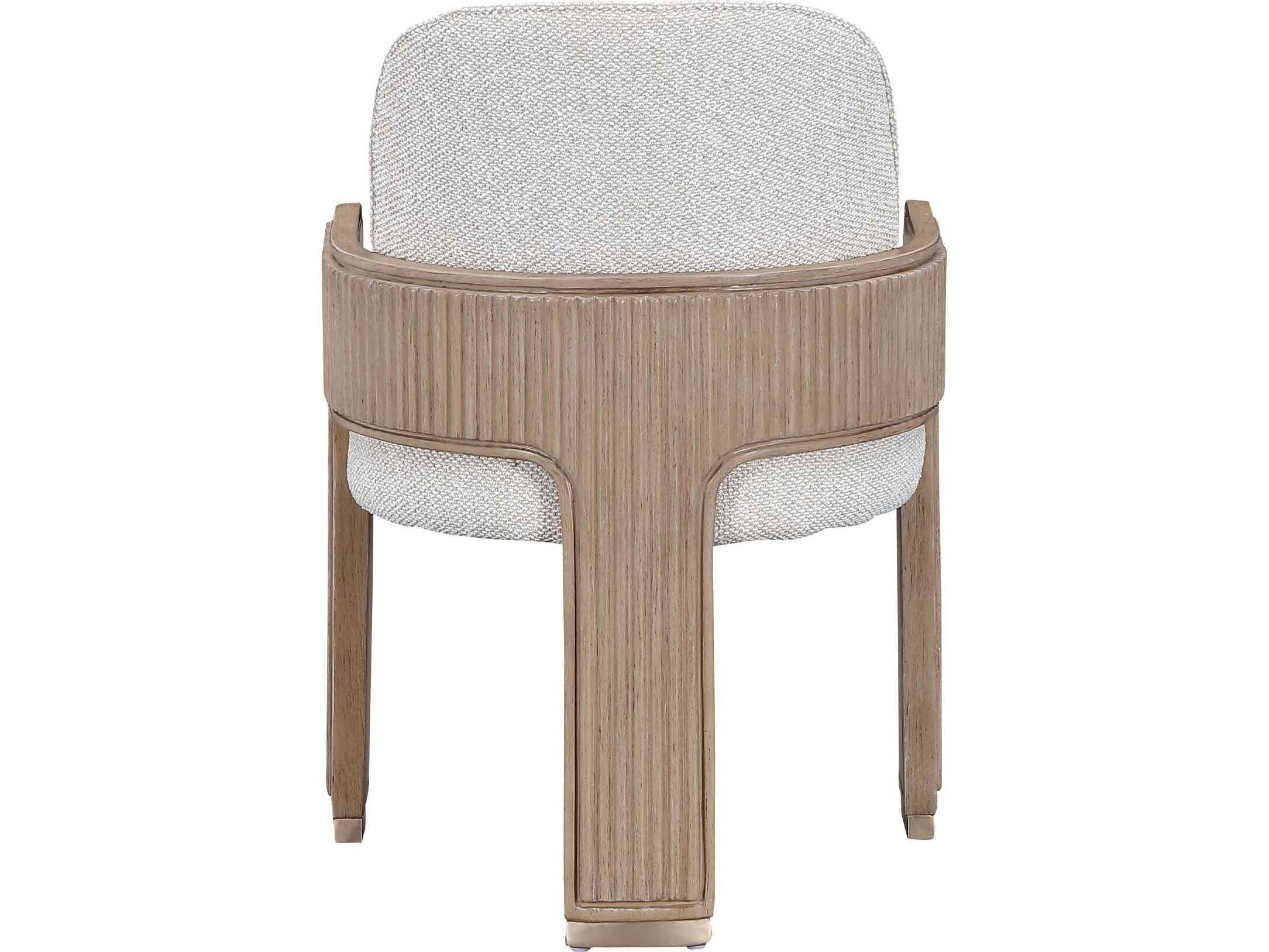 Michael Amini West Kensington Rubberwood Beige Upholstered Arm Dining Chair