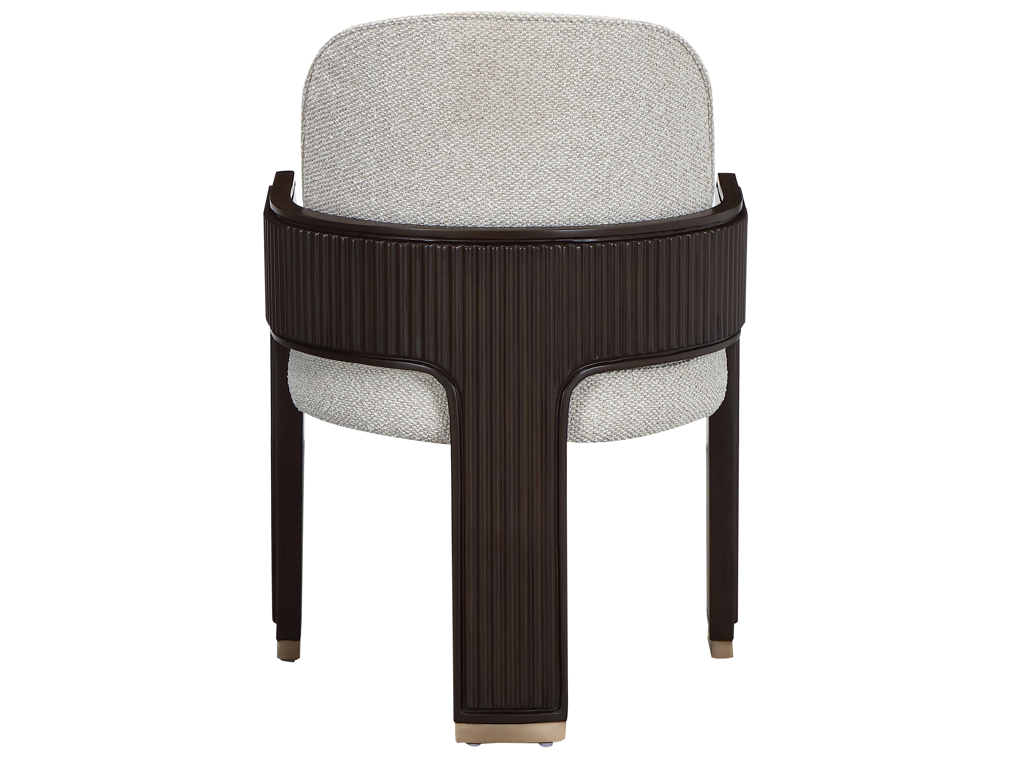 Michael Amini West Kensington Espresso Rubberwood Gray Upholstered Arm Dining Chair