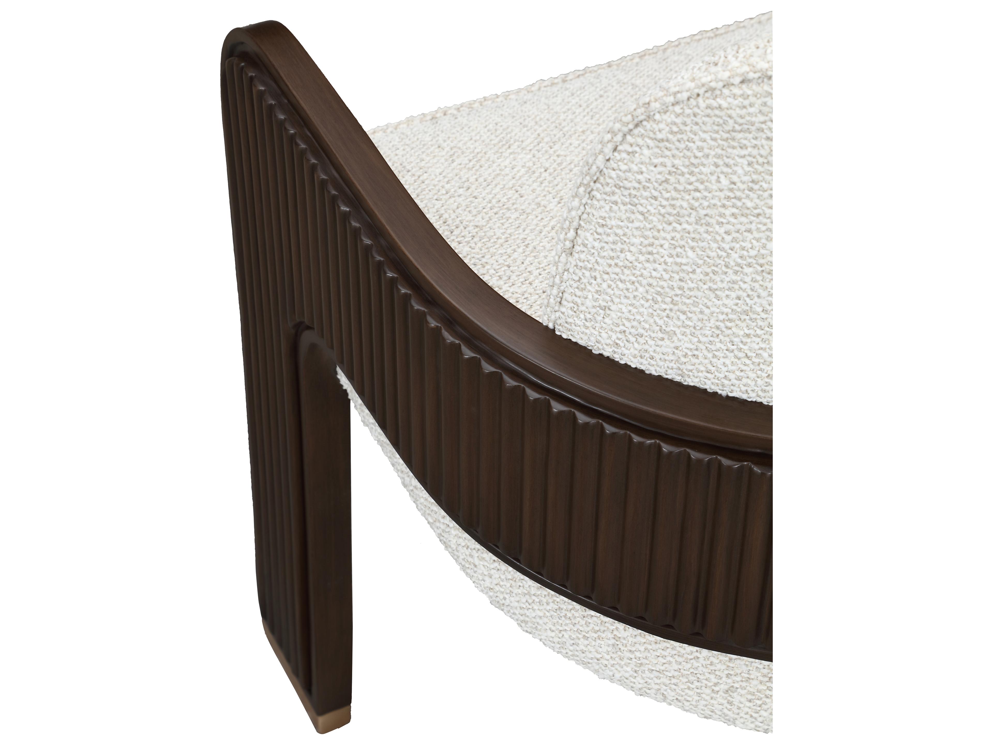 Michael Amini West Kensington Espresso Rubberwood Gray Upholstered Arm Dining Chair