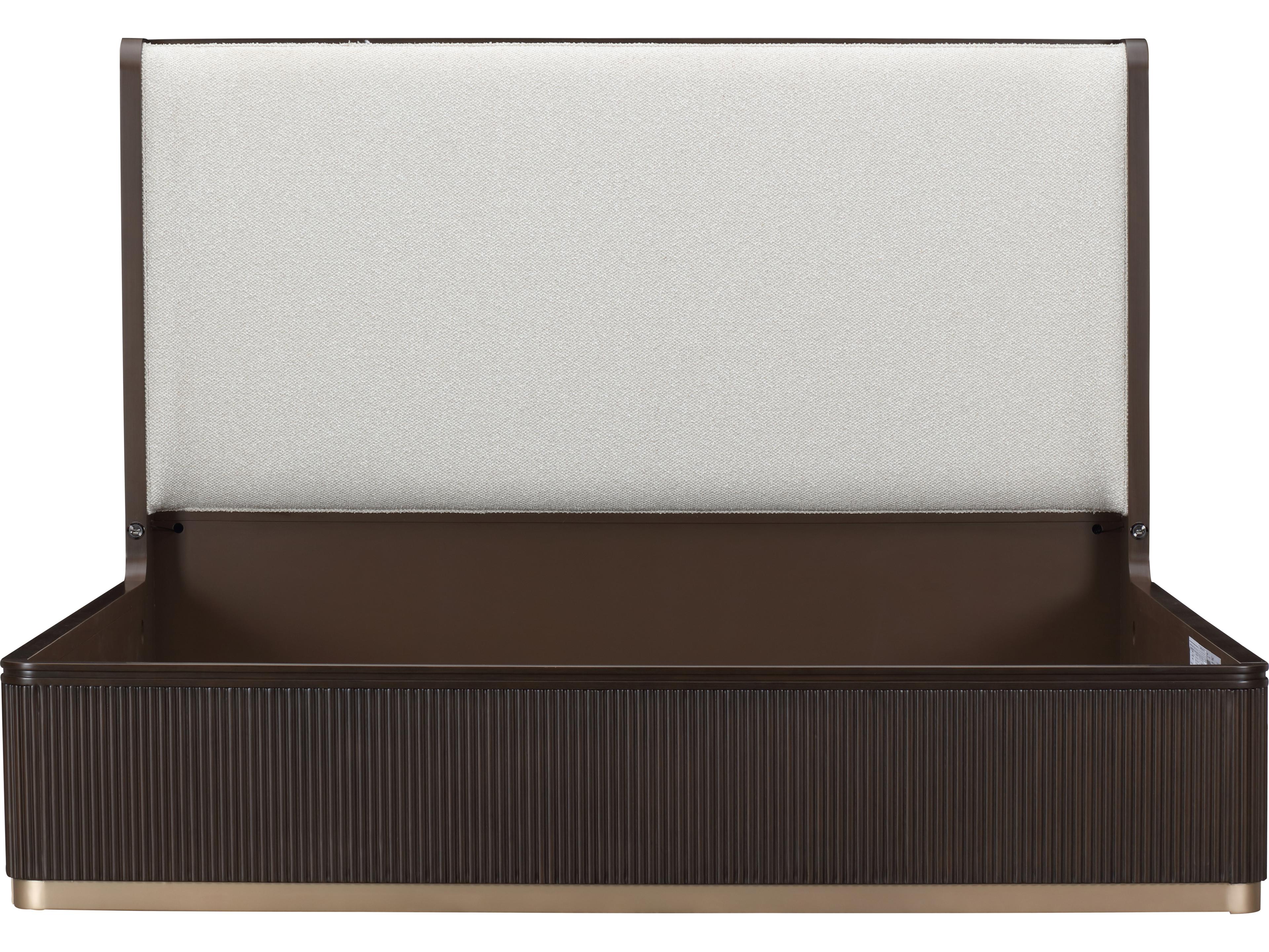 Michael Amini West Kensington Buff Espresso Brown Rubberwood Upholstered King Platform Bed