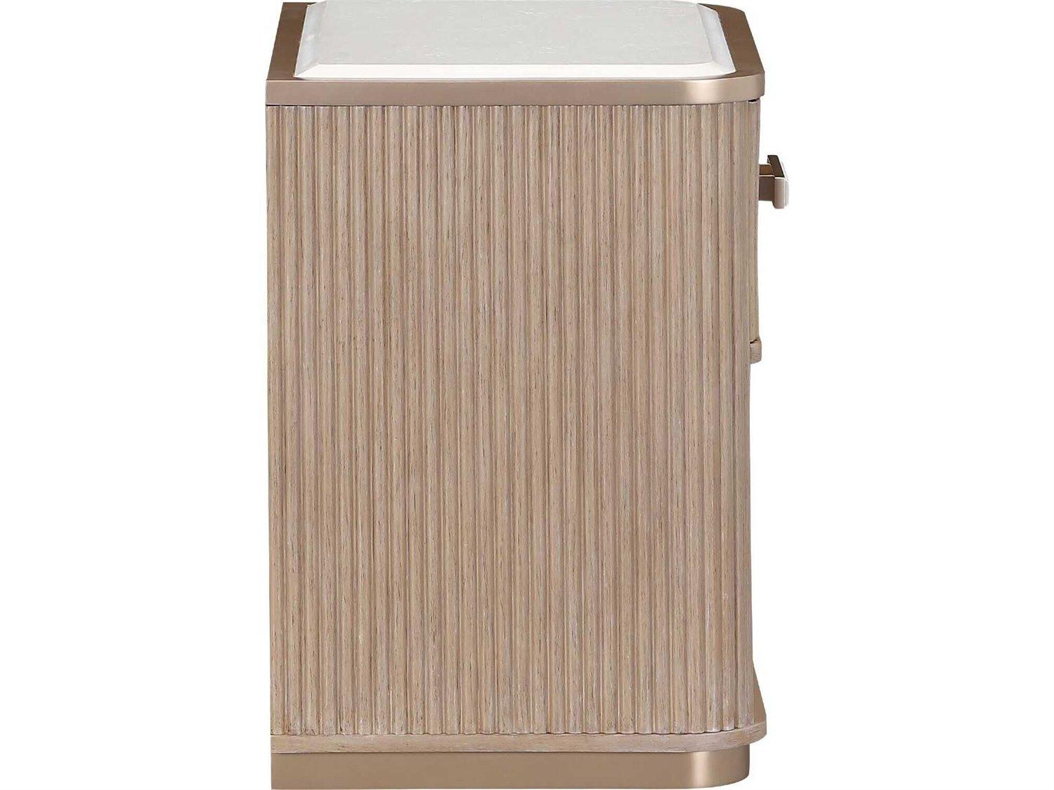 Michael Amini West Kensington 1-Drawer Beige Rubberwood Nightstand