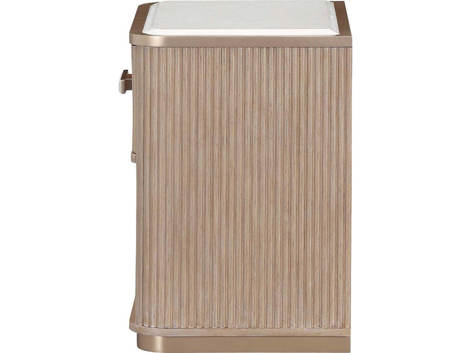 Michael Amini West Kensington 1-Drawer Beige Rubberwood Nightstand