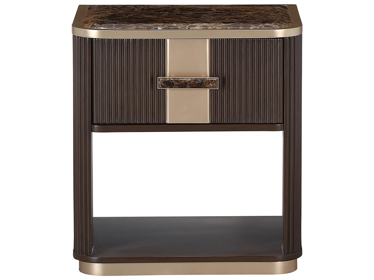Michael Amini West Kensington 1-Drawer Brown Rubberwood Espresso Nightstand