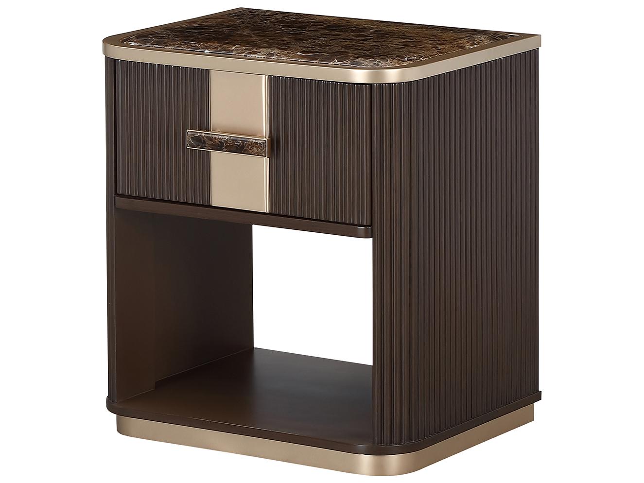 Michael Amini West Kensington 1-Drawer Brown Rubberwood Espresso Nightstand